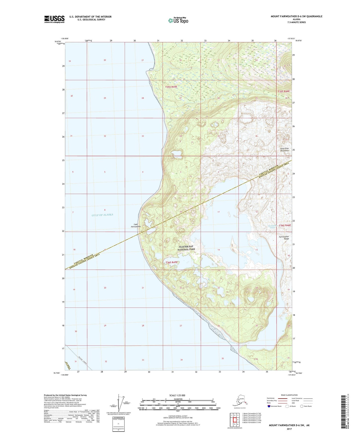 Mount Fairweather D-6 SW Alaska US Topo Map Image