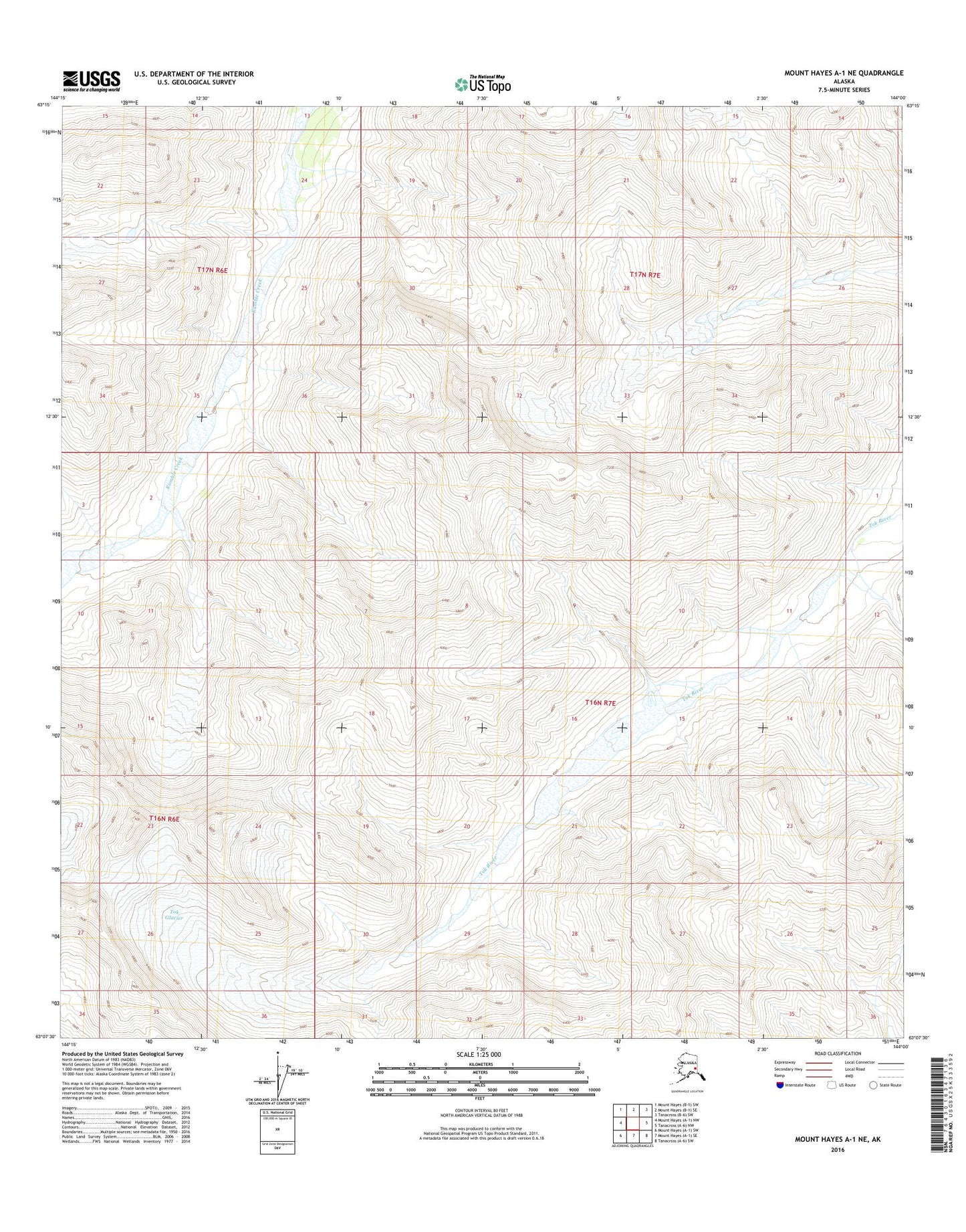 Mount Hayes A-1 NE Alaska US Topo Map Image