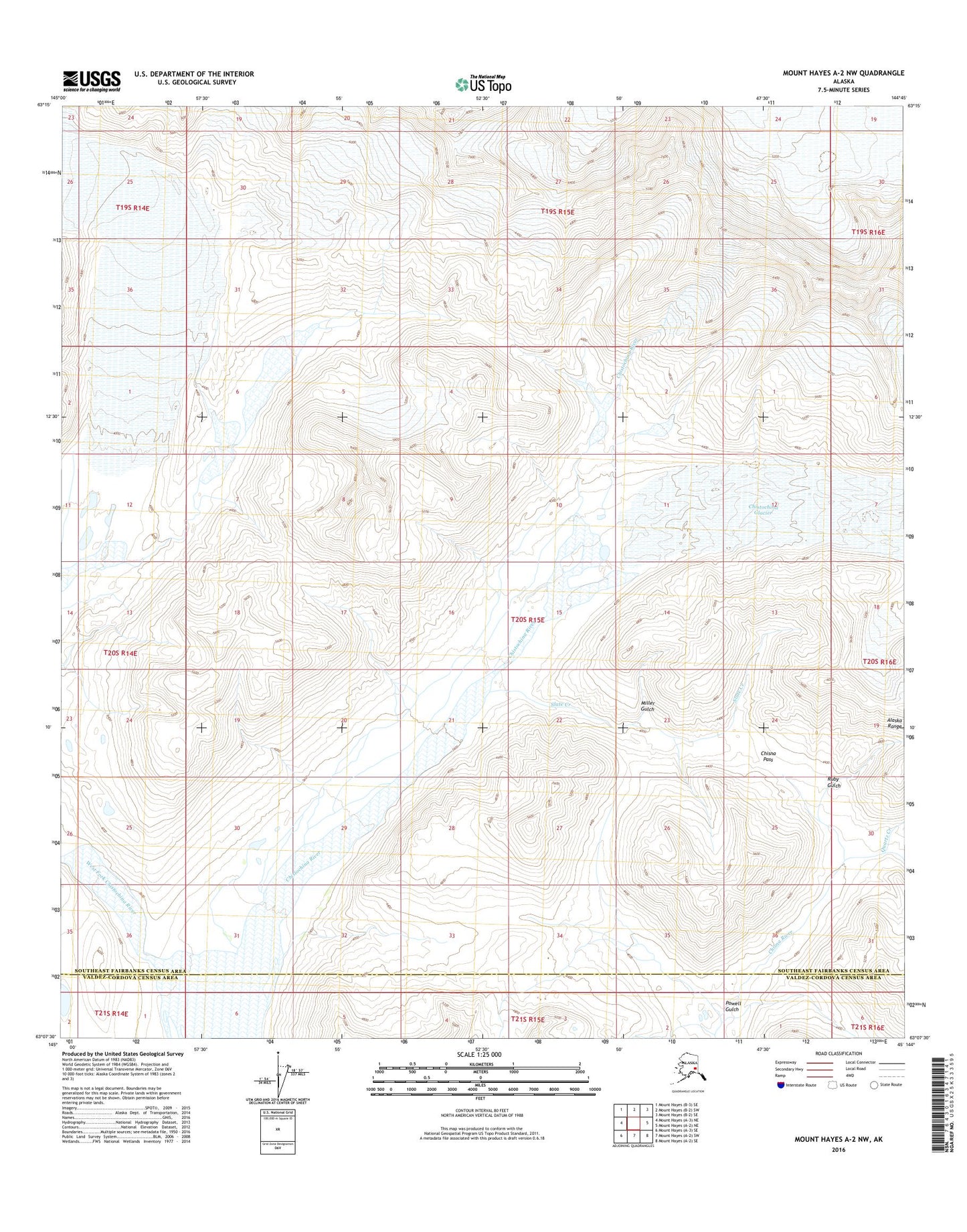 Mount Hayes A-2 NW Alaska US Topo Map Image