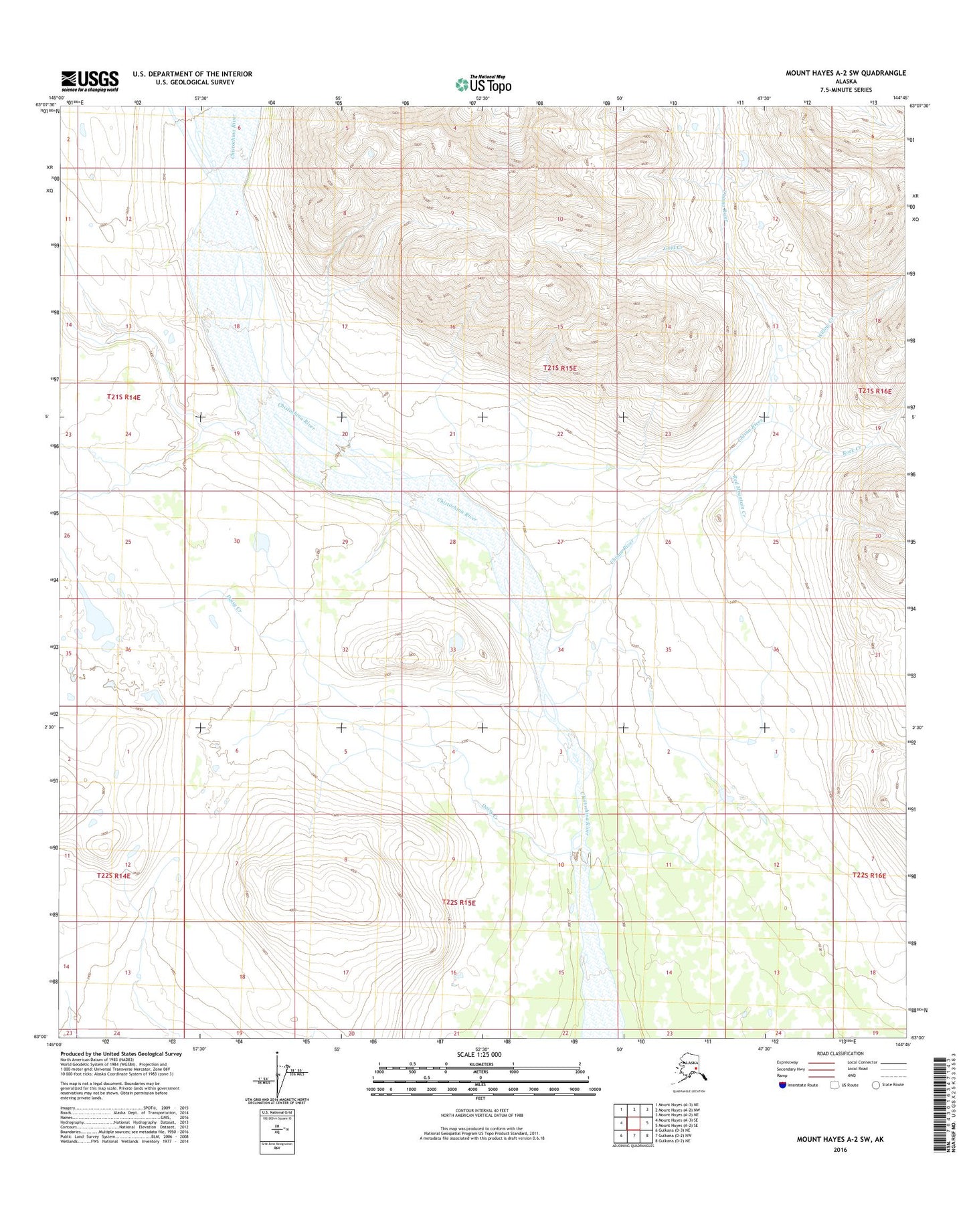 Mount Hayes A-2 SW Alaska US Topo Map Image