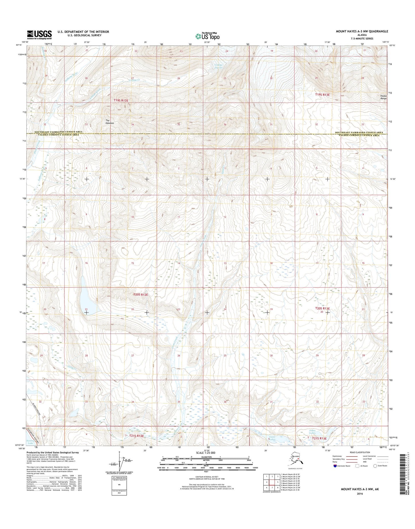 Mount Hayes A-3 NW Alaska US Topo Map Image