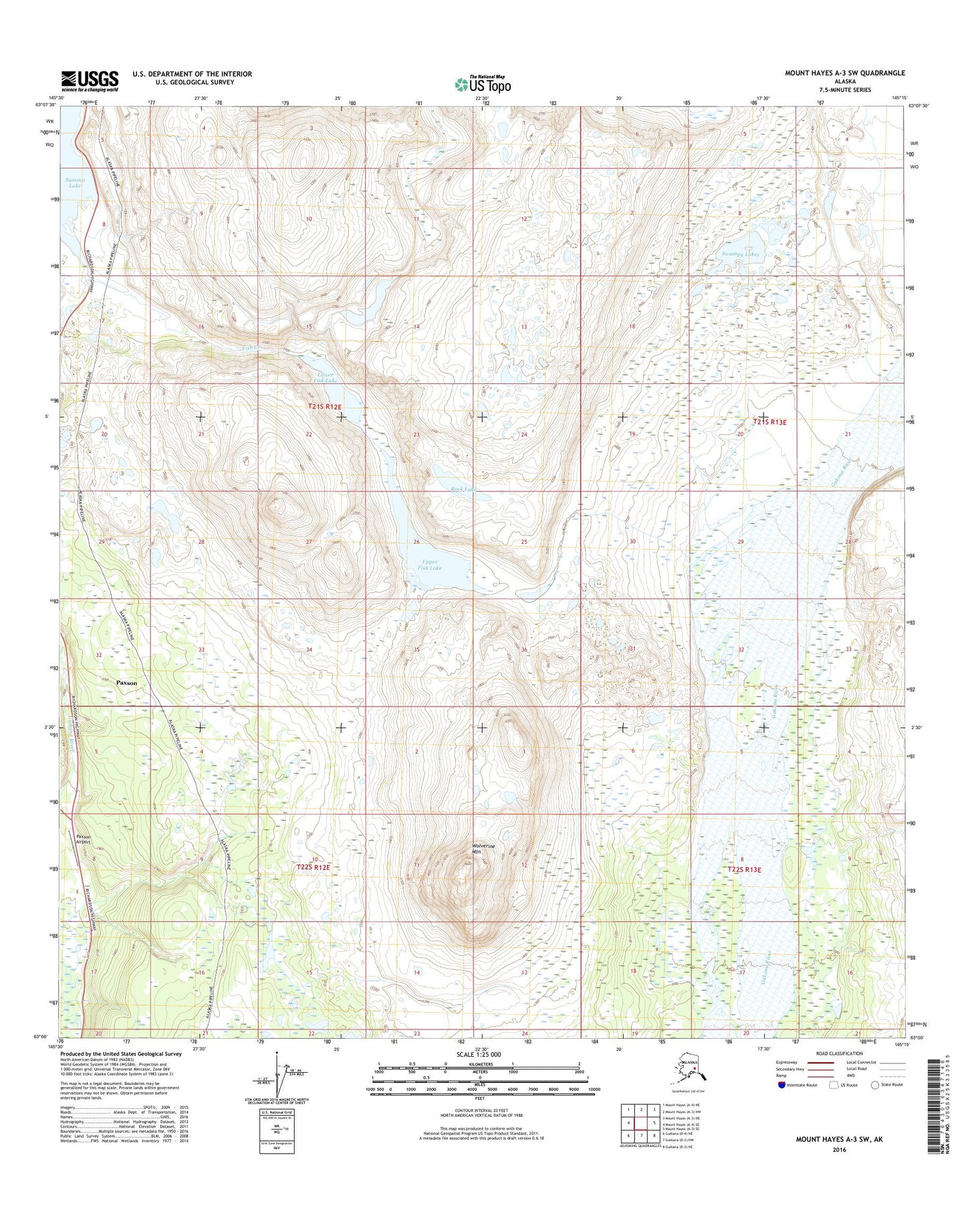 Mount Hayes A-3 SW Alaska US Topo Map Image