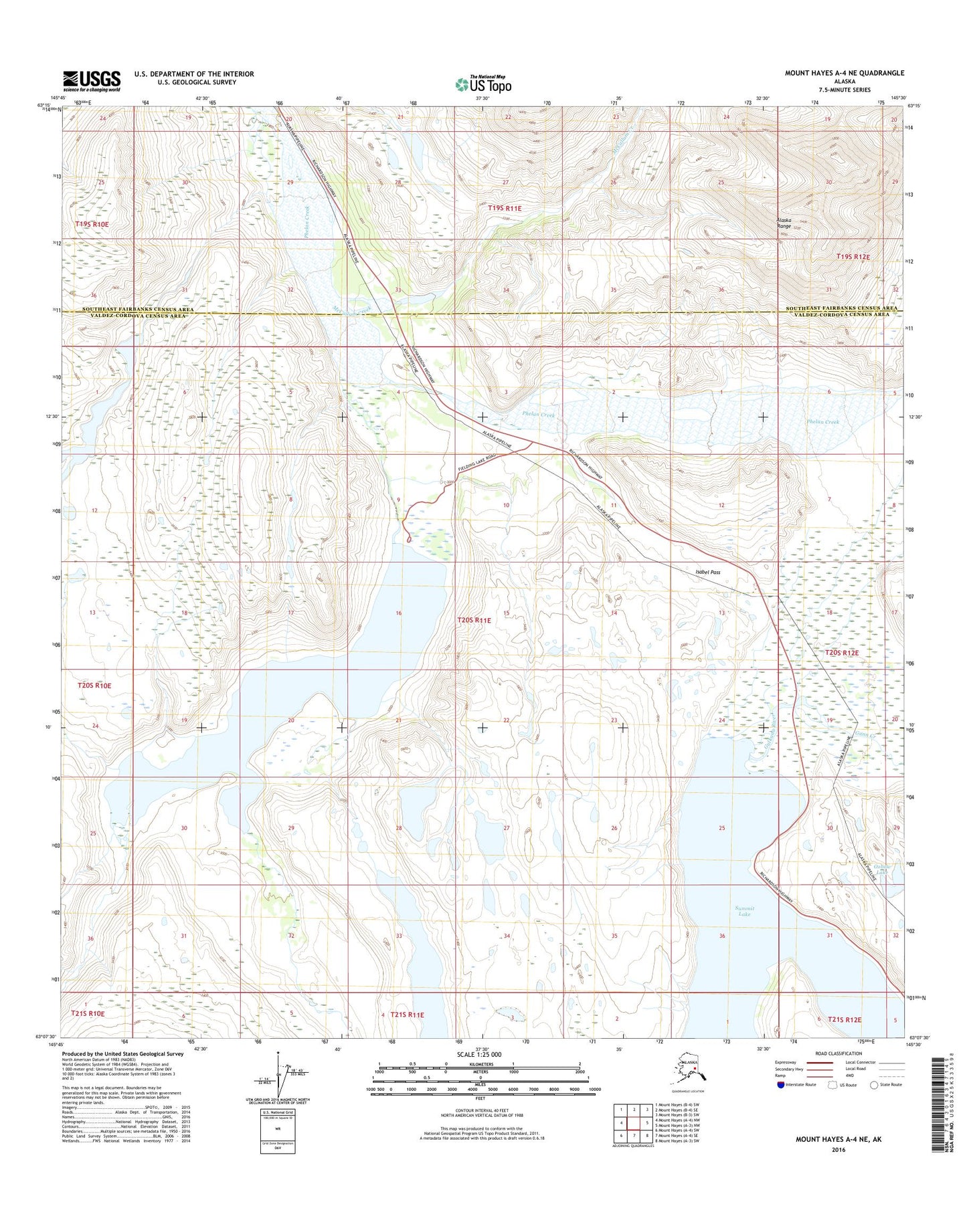 Mount Hayes A-4 NE Alaska US Topo Map Image