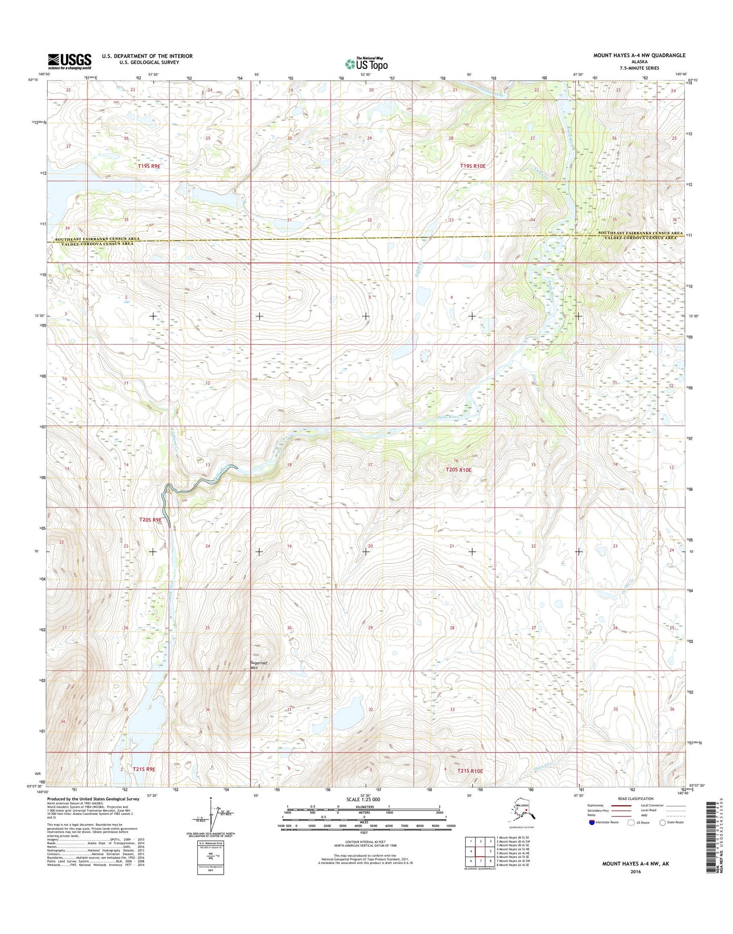 Mount Hayes A-4 NW Alaska US Topo Map Image