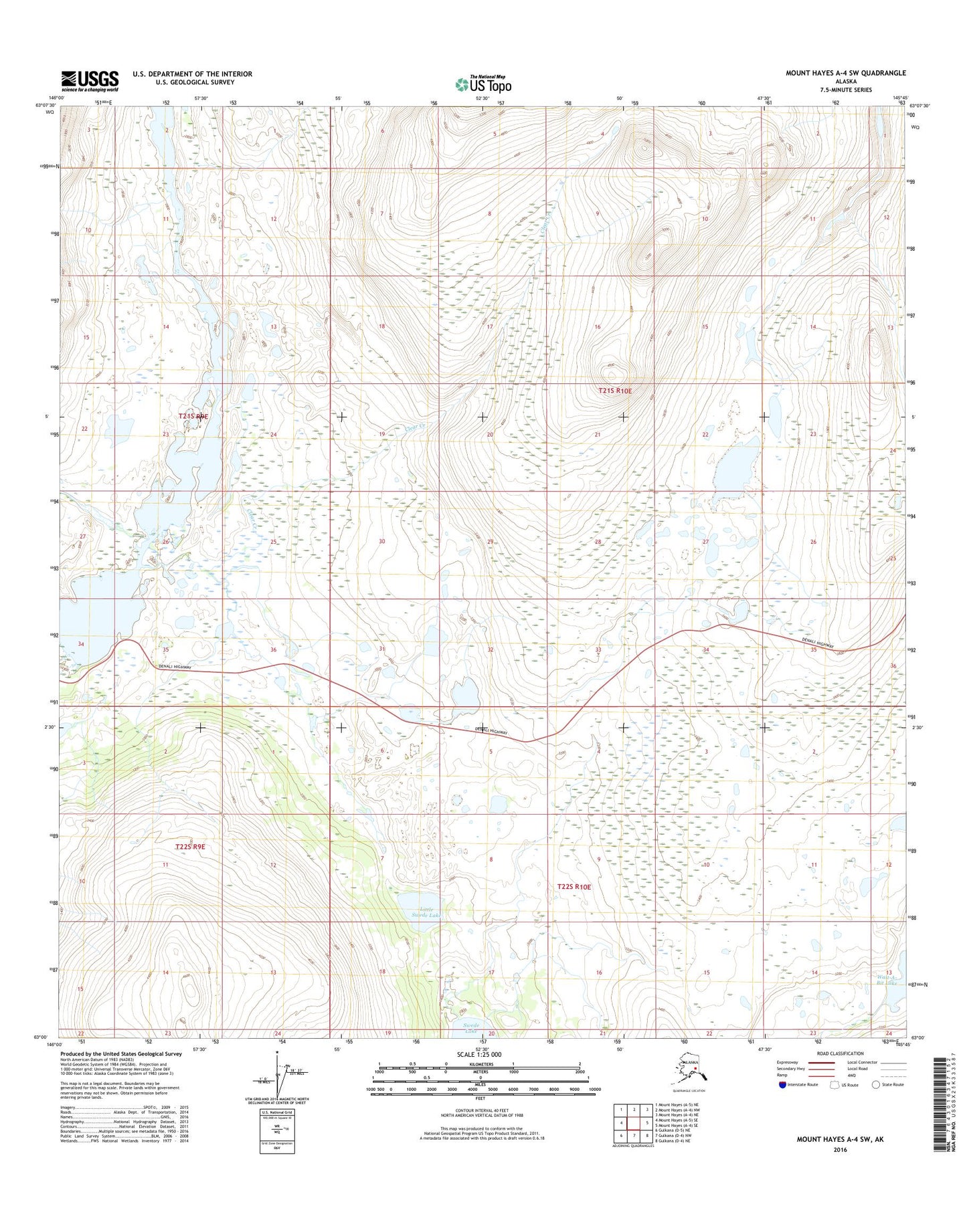 Mount Hayes A-4 SW Alaska US Topo Map Image