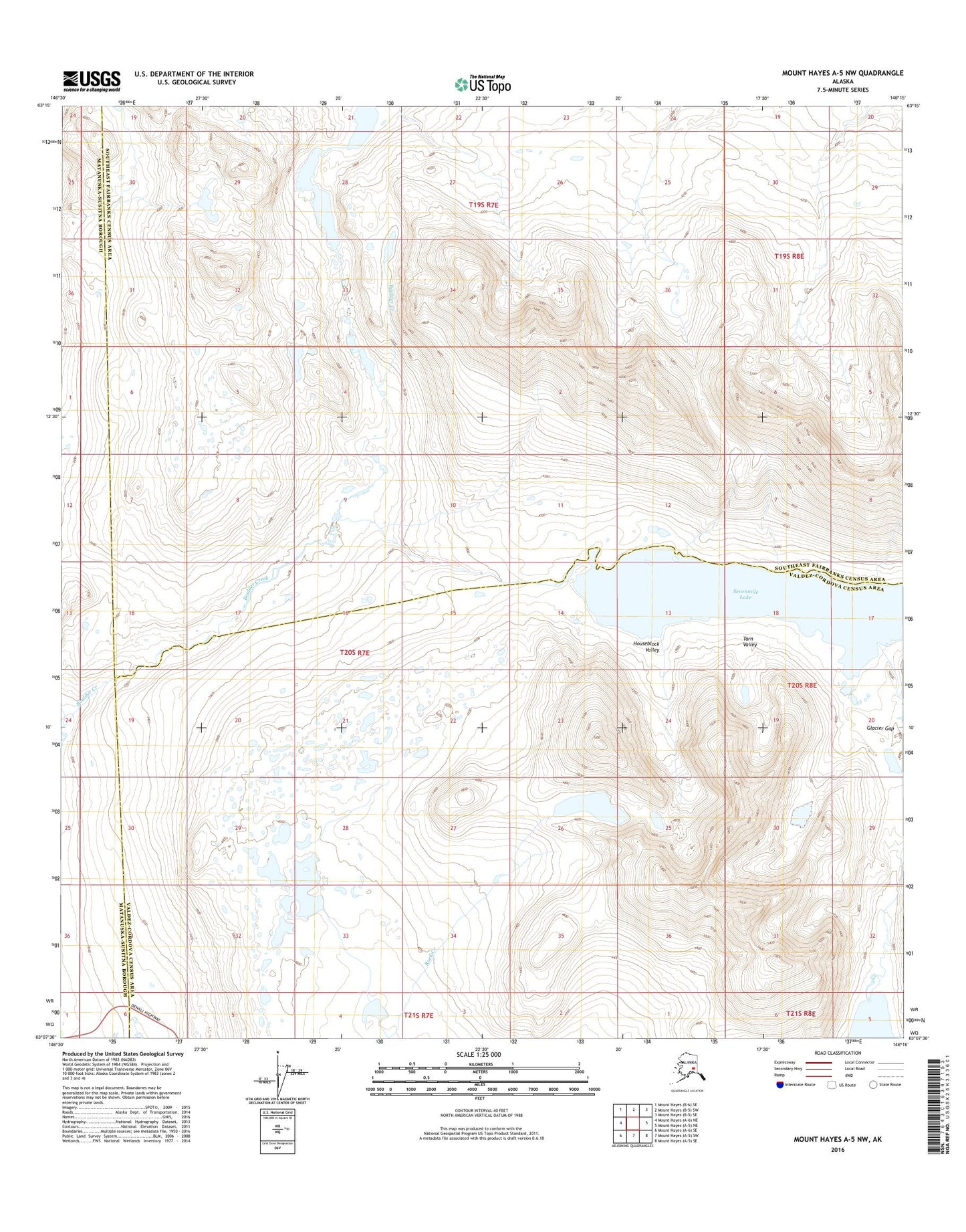 Mount Hayes A-5 NW Alaska US Topo Map Image