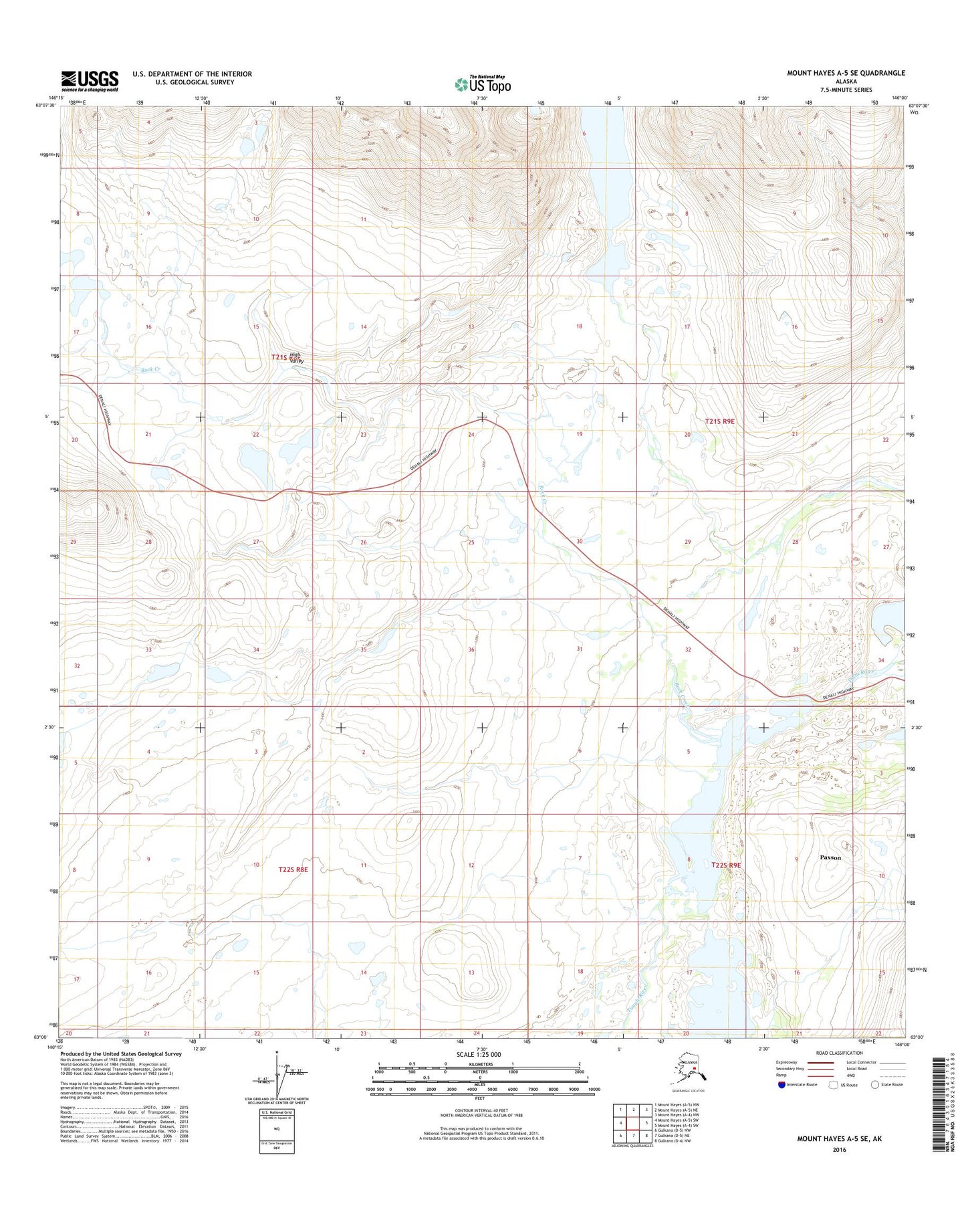 Mount Hayes A-5 SE Alaska US Topo Map Image