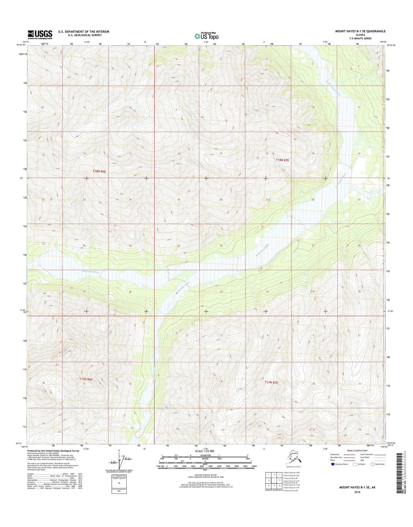 Mount Hayes B-1 SE Alaska US Topo Map Image