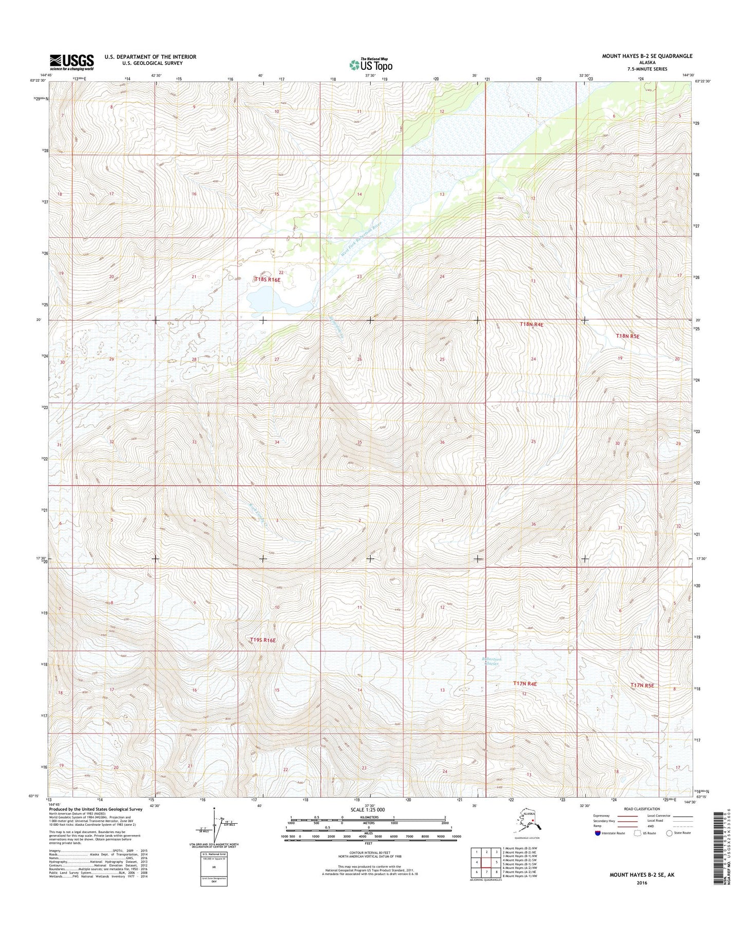 Mount Hayes B-2 SE Alaska US Topo Map Image