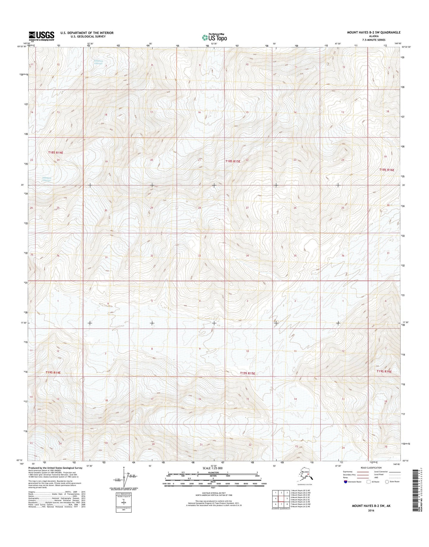 Mount Hayes B-2 SW Alaska US Topo Map Image