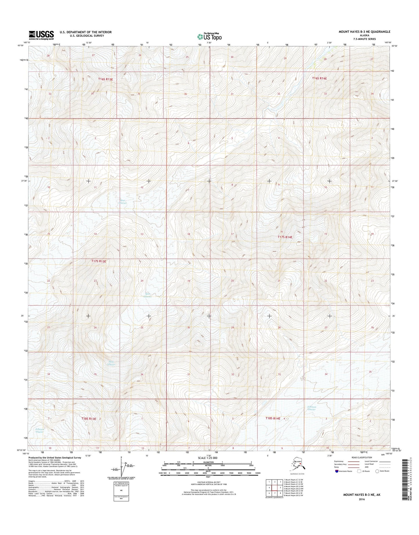 Mount Hayes B-3 NE Alaska US Topo Map Image