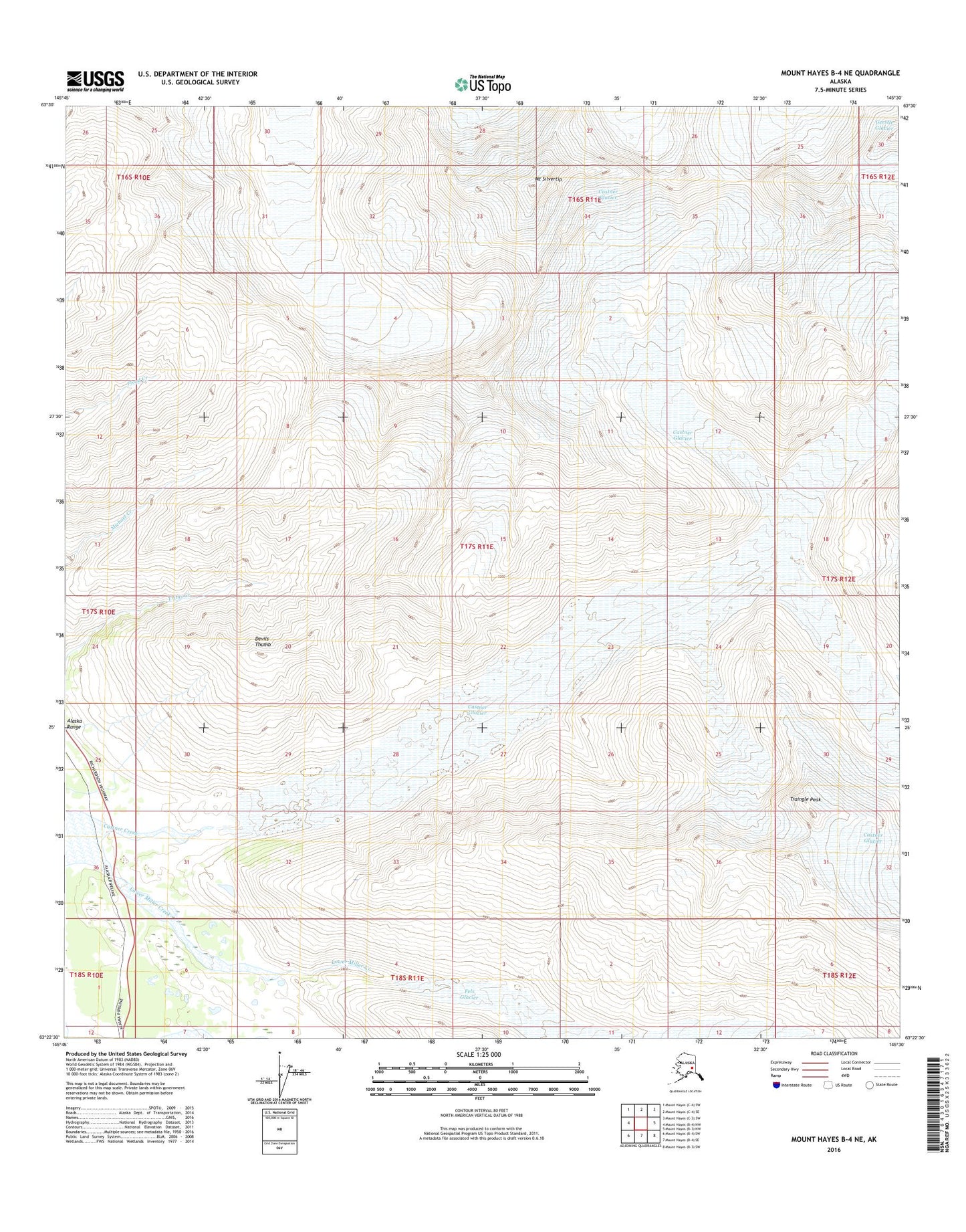 Mount Hayes B-4 NE Alaska US Topo Map Image
