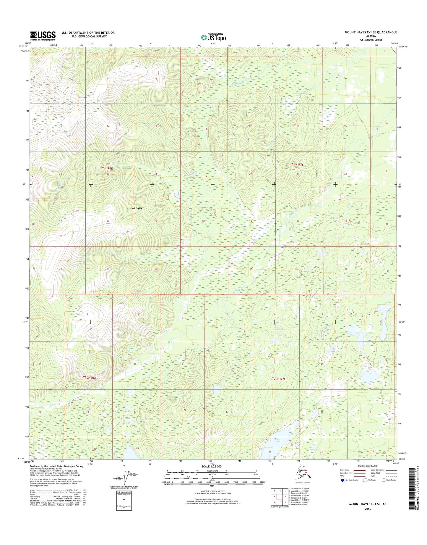 Mount Hayes C-1 SE Alaska US Topo Map Image