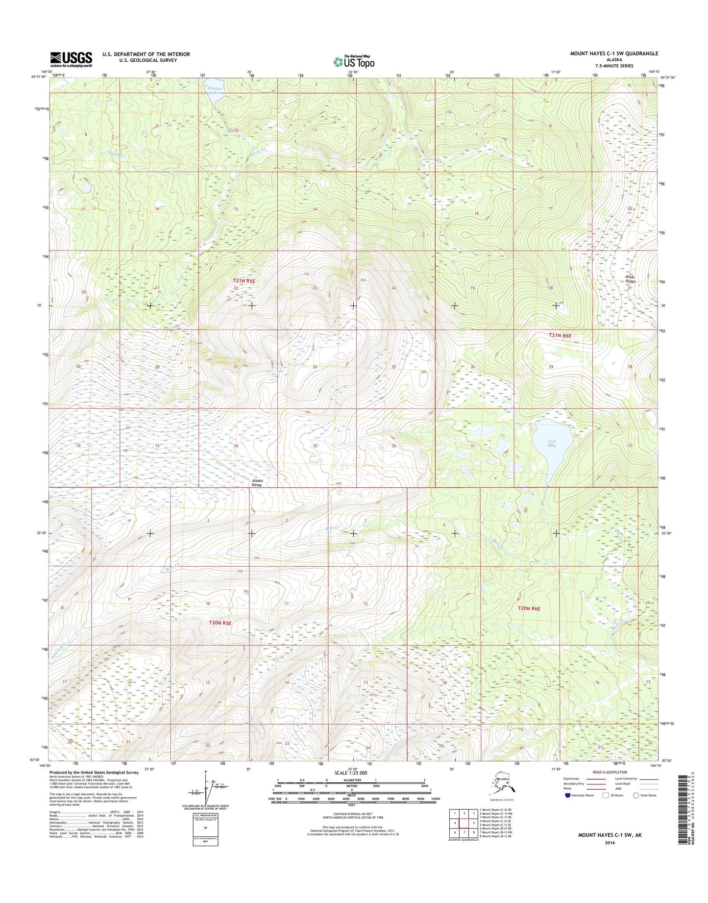 Mount Hayes C-1 SW Alaska US Topo Map Image