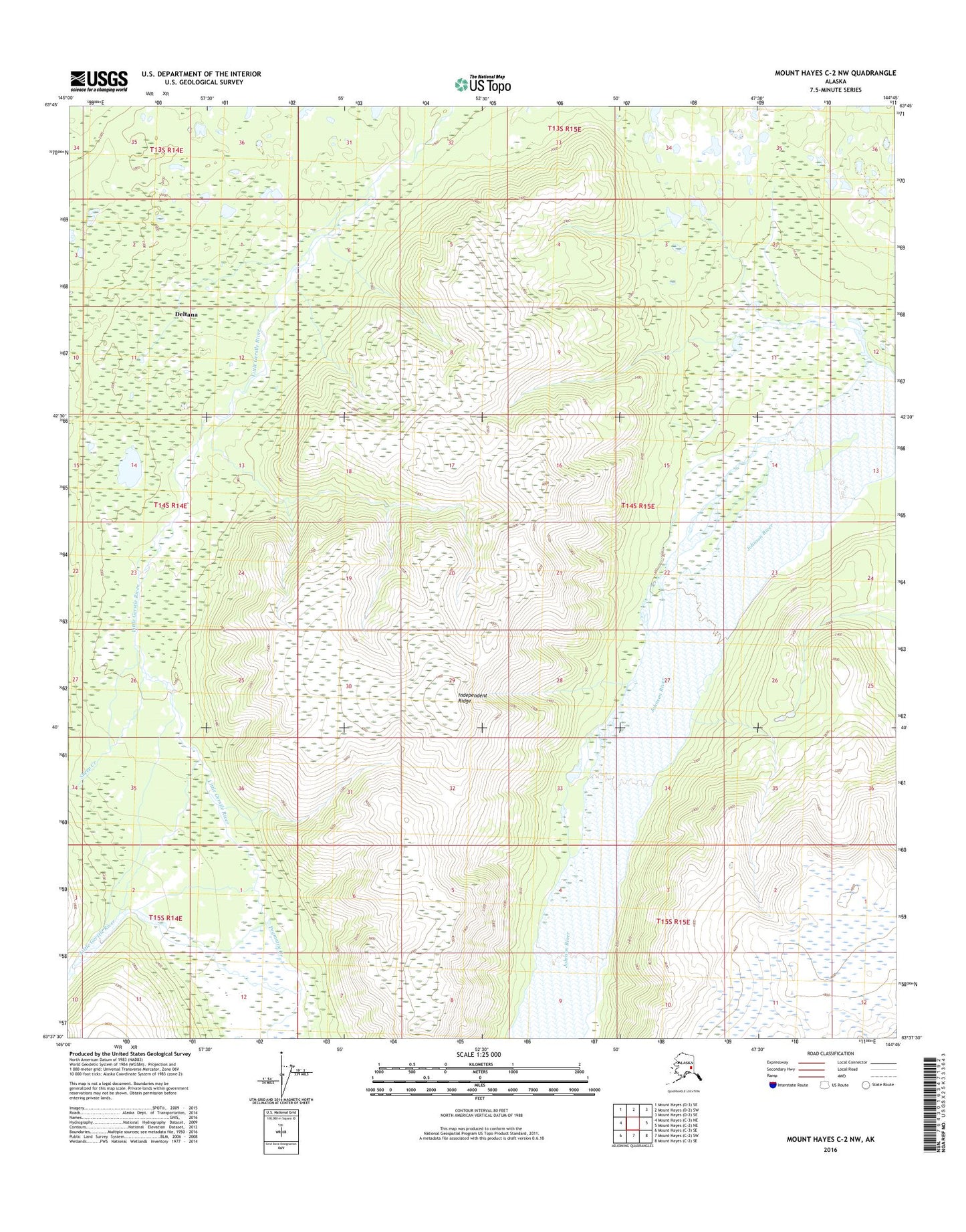 Mount Hayes C-2 NW Alaska US Topo Map Image