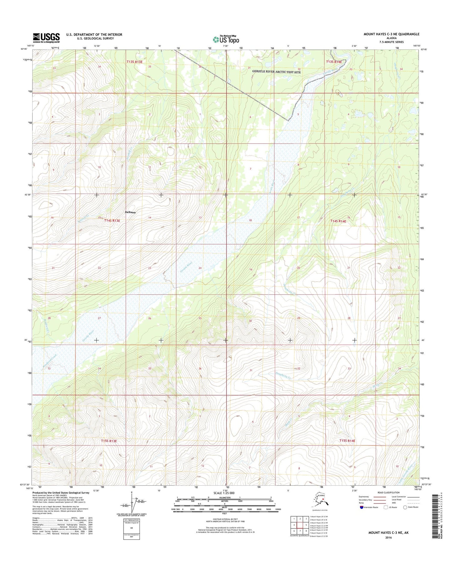 Mount Hayes C-3 NE Alaska US Topo Map Image