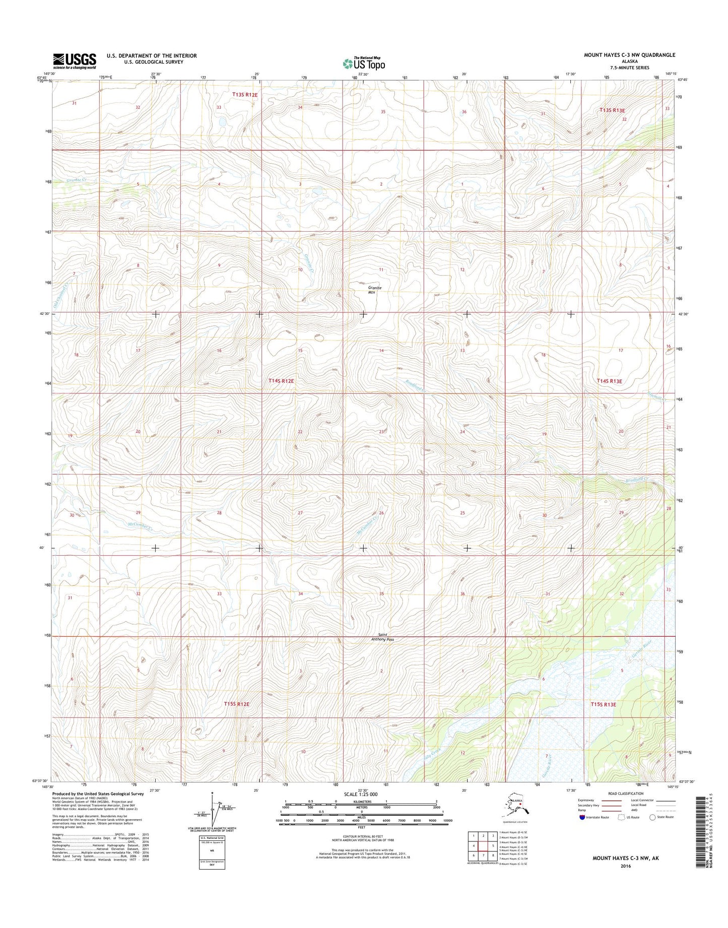 Mount Hayes C-3 NW Alaska US Topo Map Image