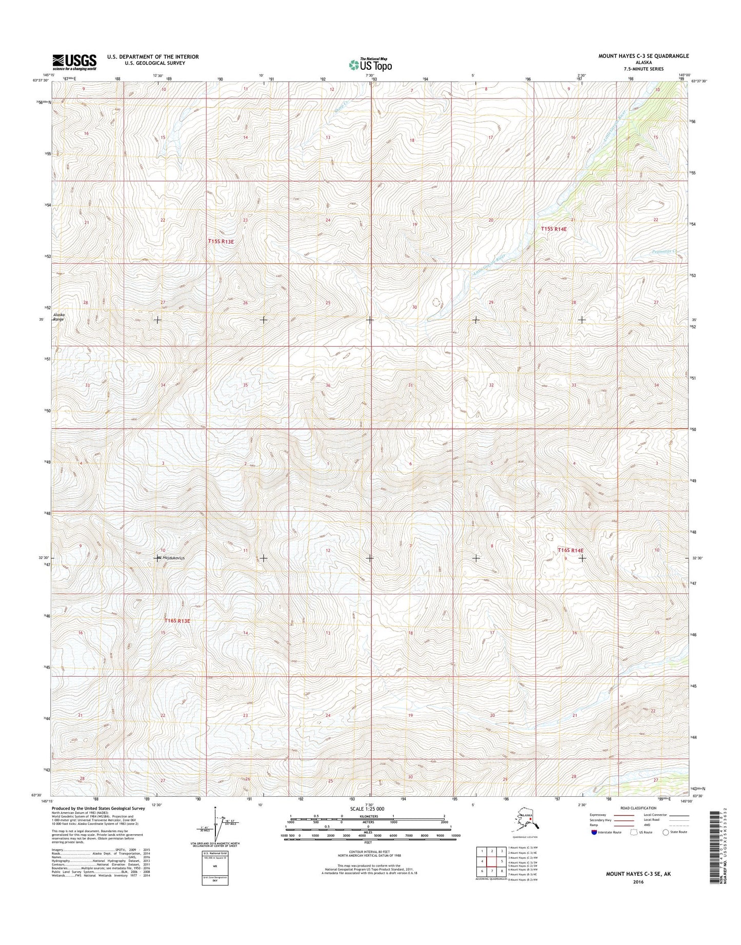 Mount Hayes C-3 SE Alaska US Topo Map Image