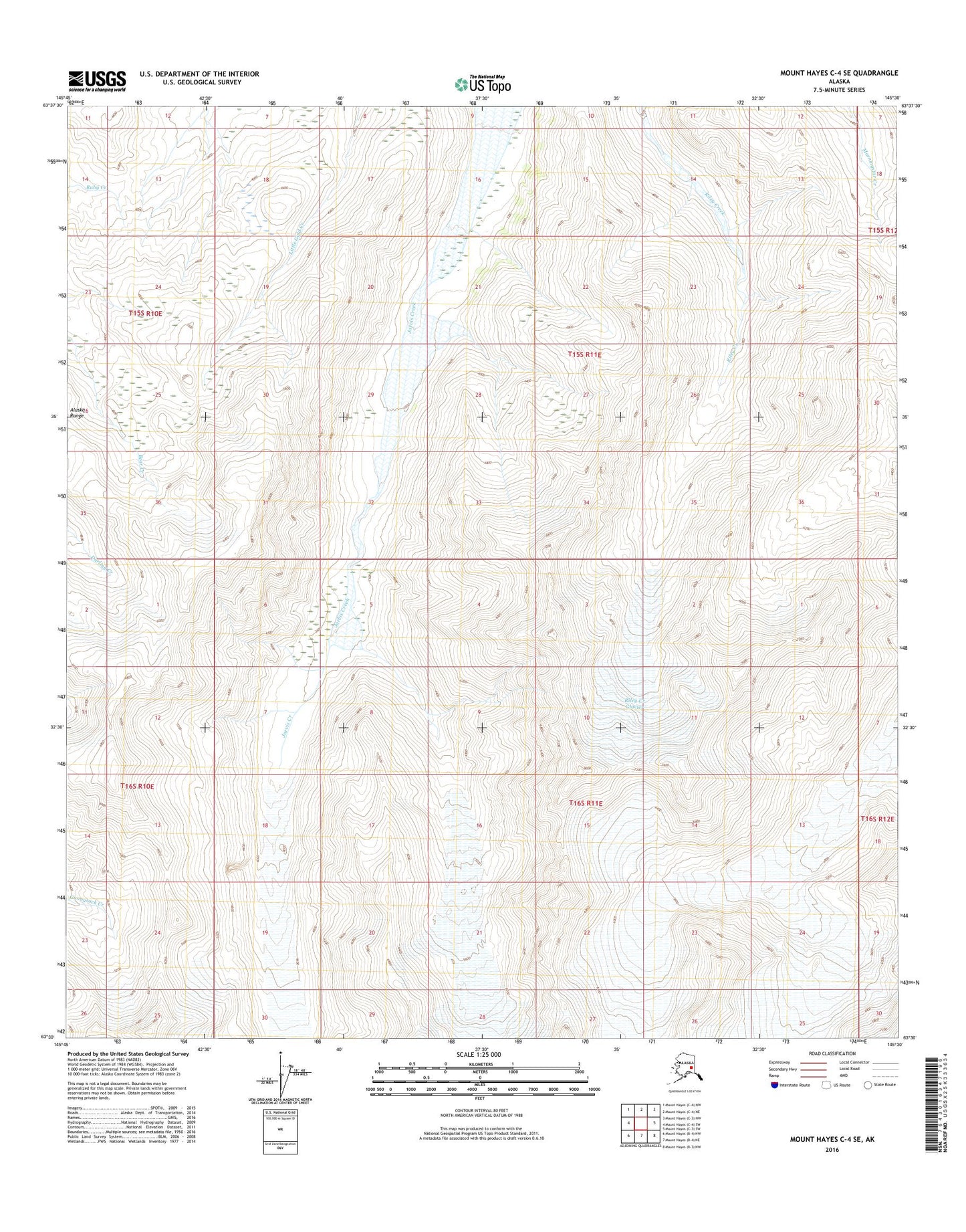 Mount Hayes C-4 SE Alaska US Topo Map Image