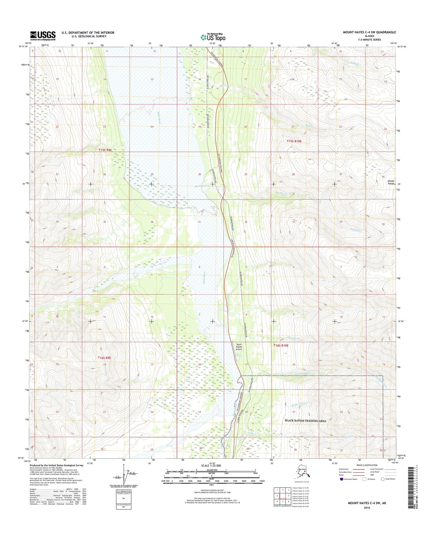 Mount Hayes C-4 SW Alaska US Topo Map Image