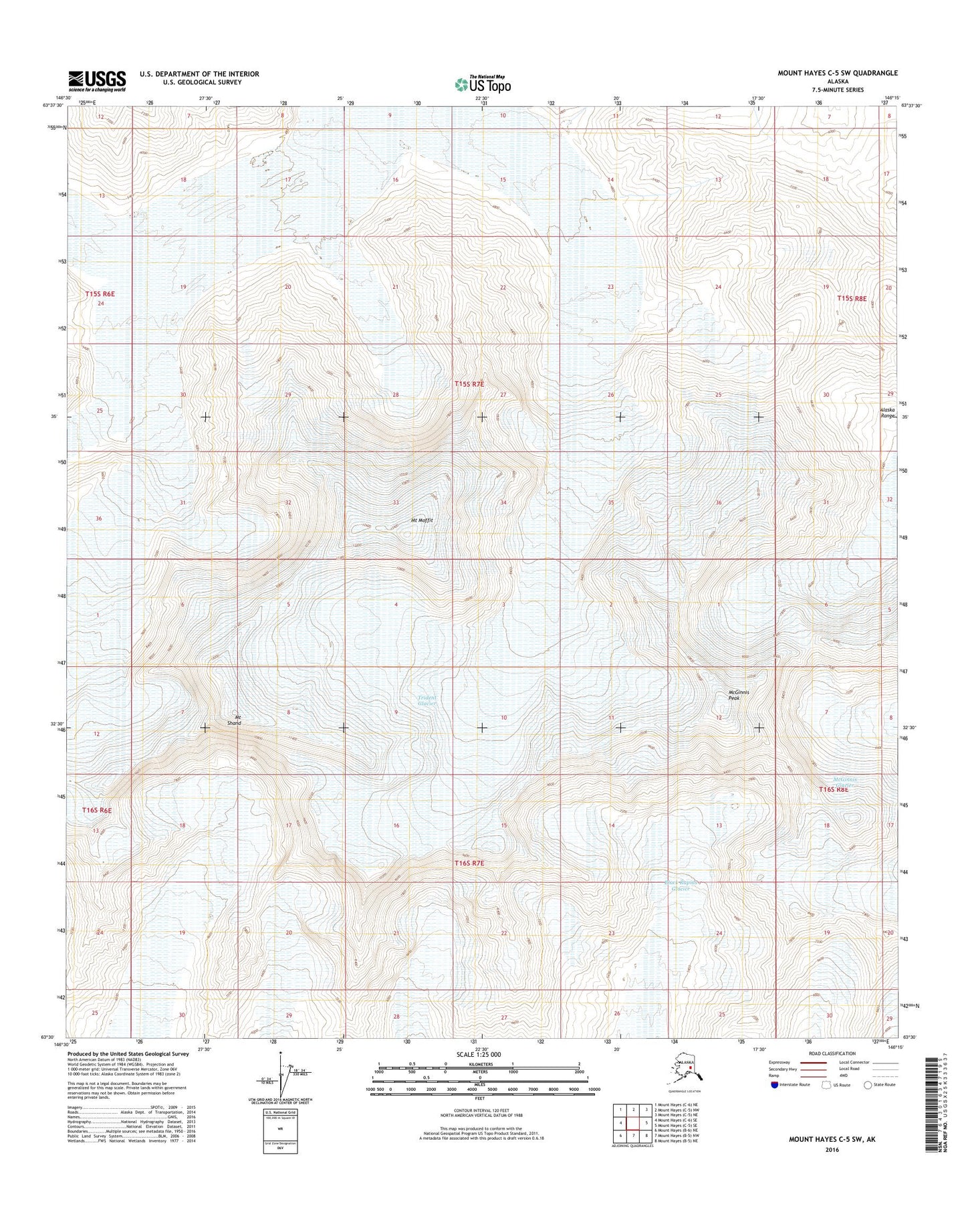 Mount Hayes C-5 SW Alaska US Topo Map Image