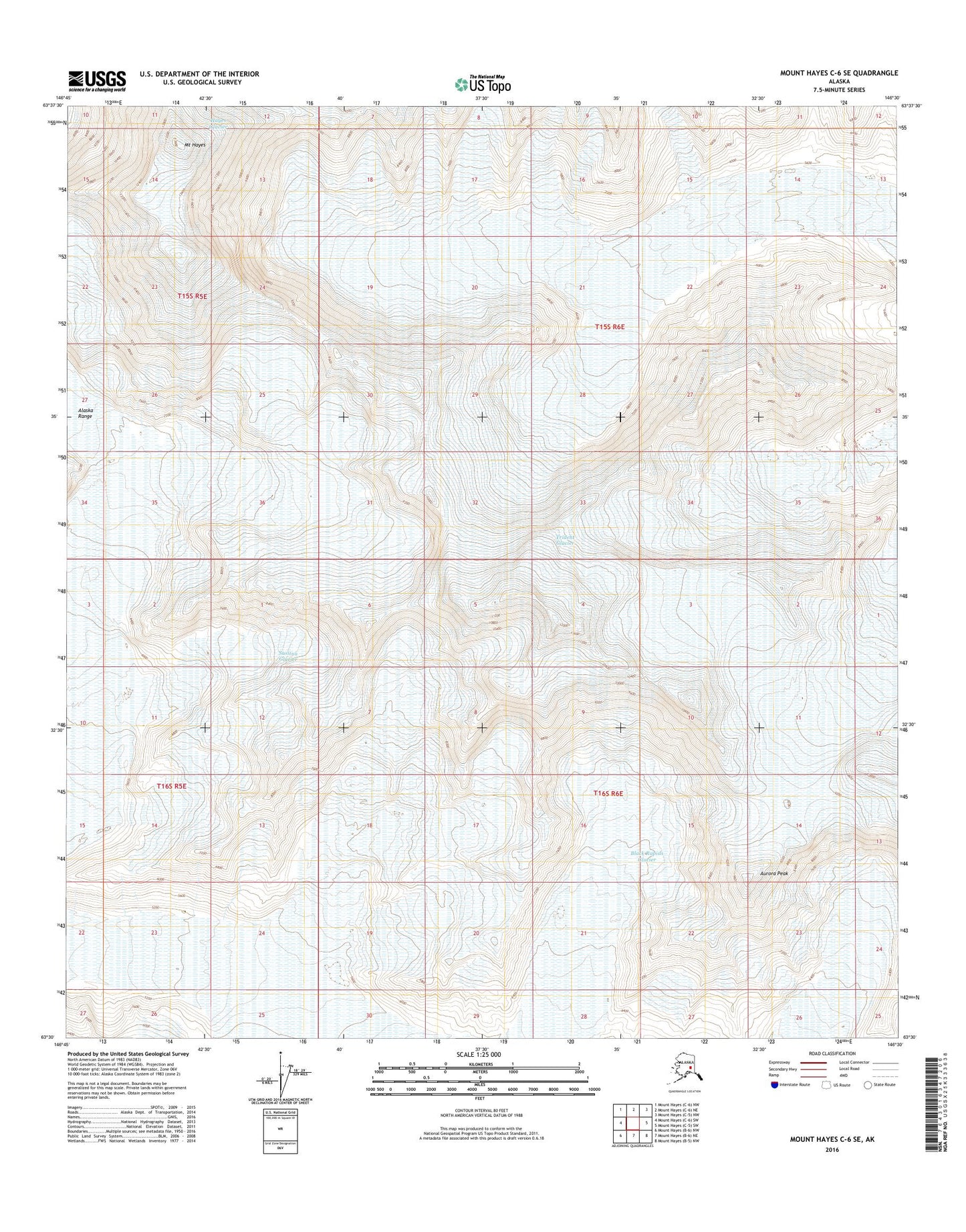 Mount Hayes C-6 SE Alaska US Topo Map Image