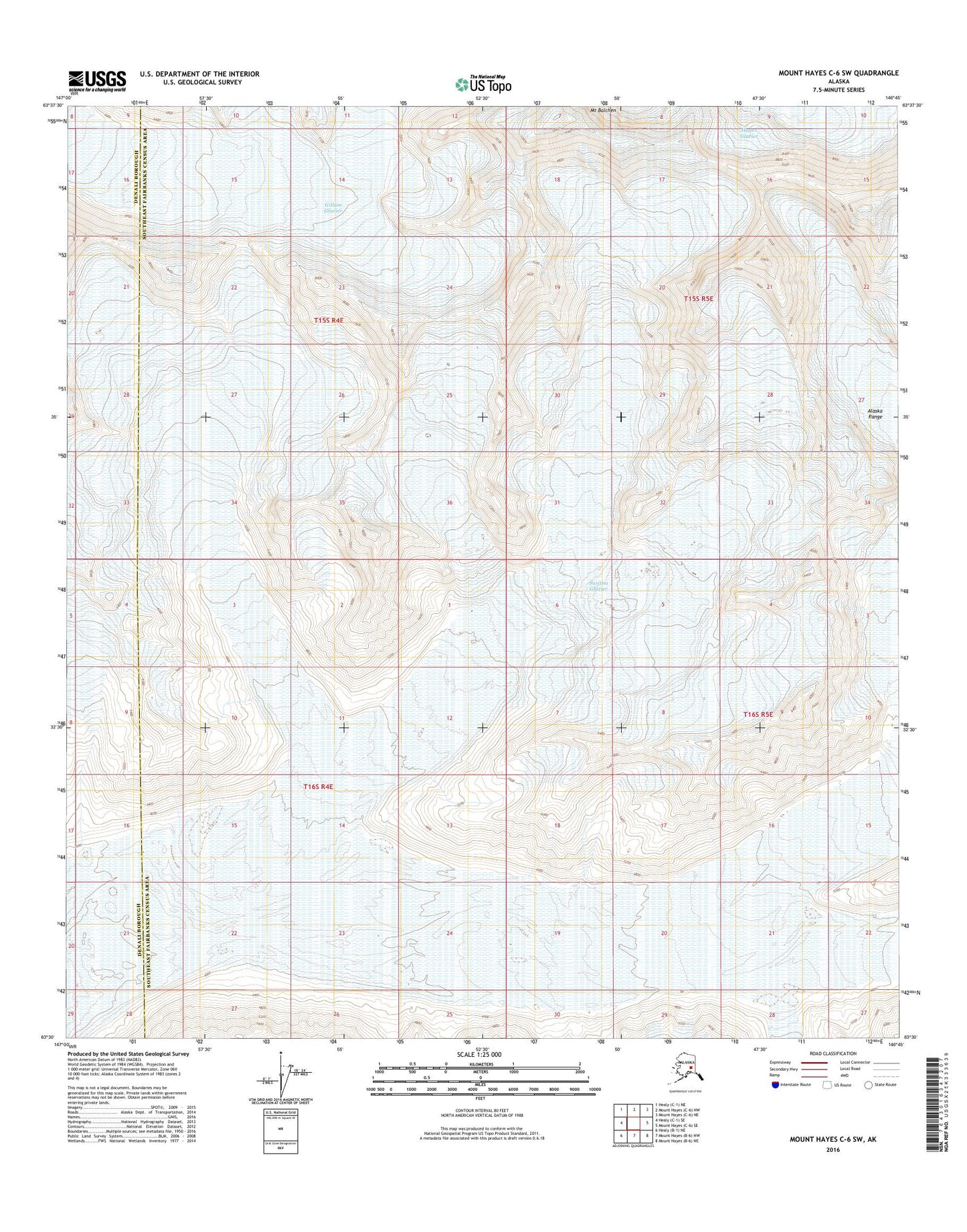 Mount Hayes C-6 SW Alaska US Topo Map Image