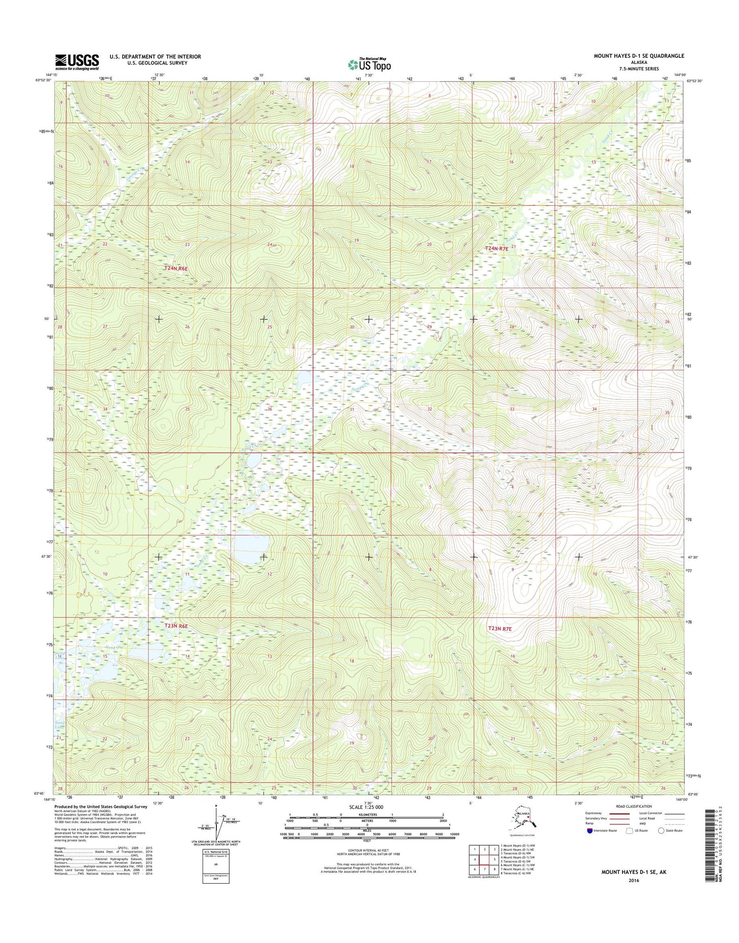 Mount Hayes D-1 SE Alaska US Topo Map Image