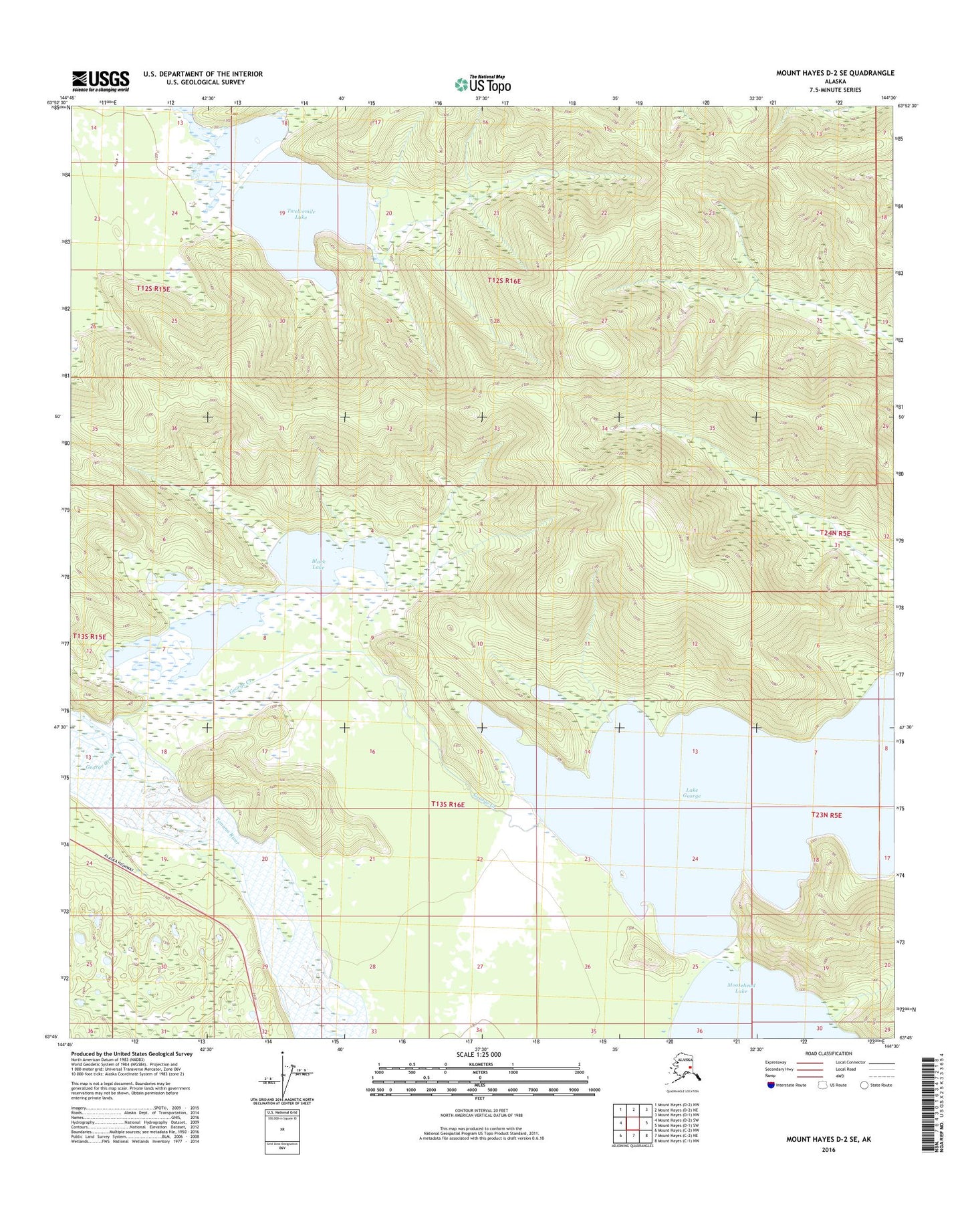 Mount Hayes D-2 SE Alaska US Topo Map Image
