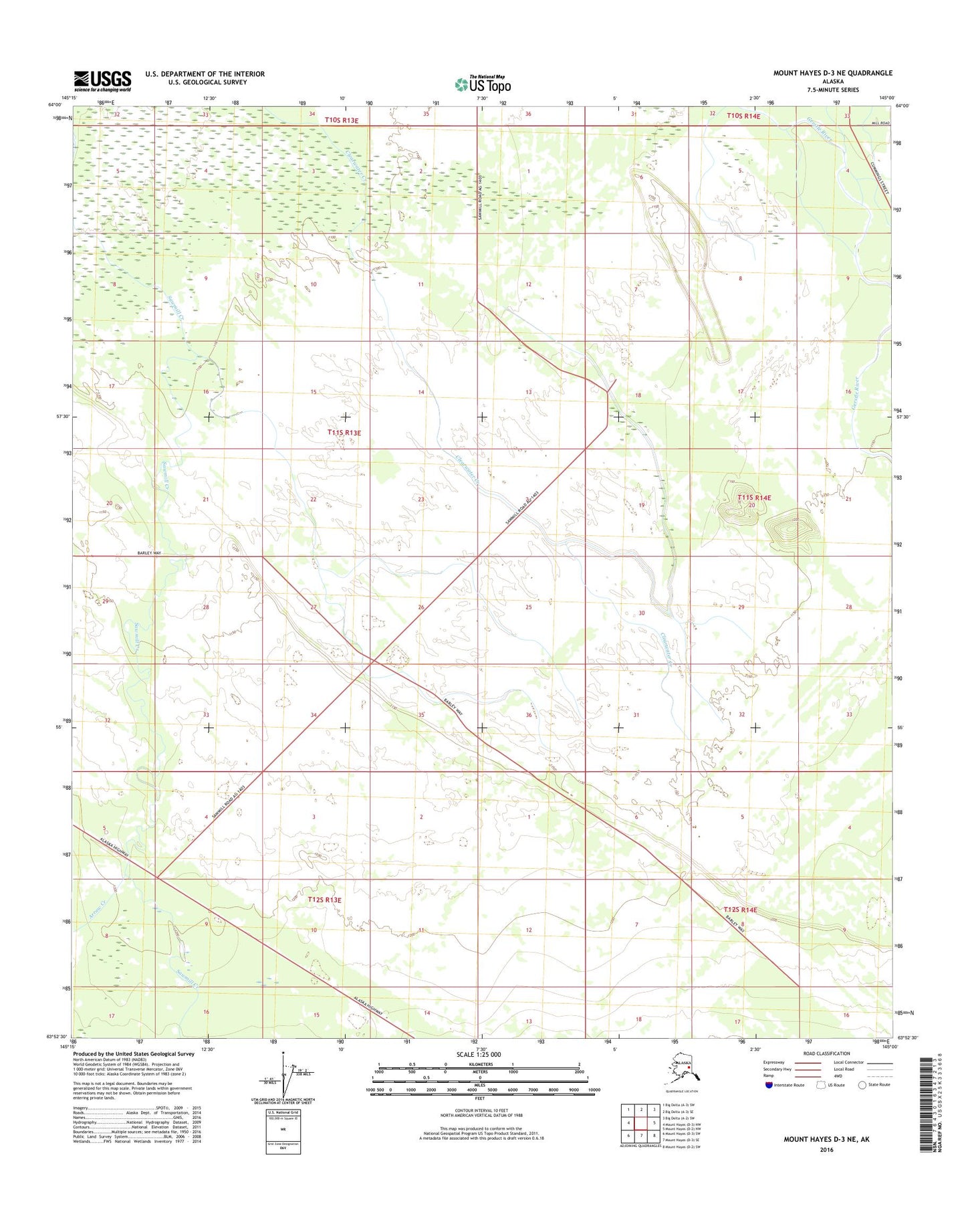 Mount Hayes D-3 NE Alaska US Topo Map Image