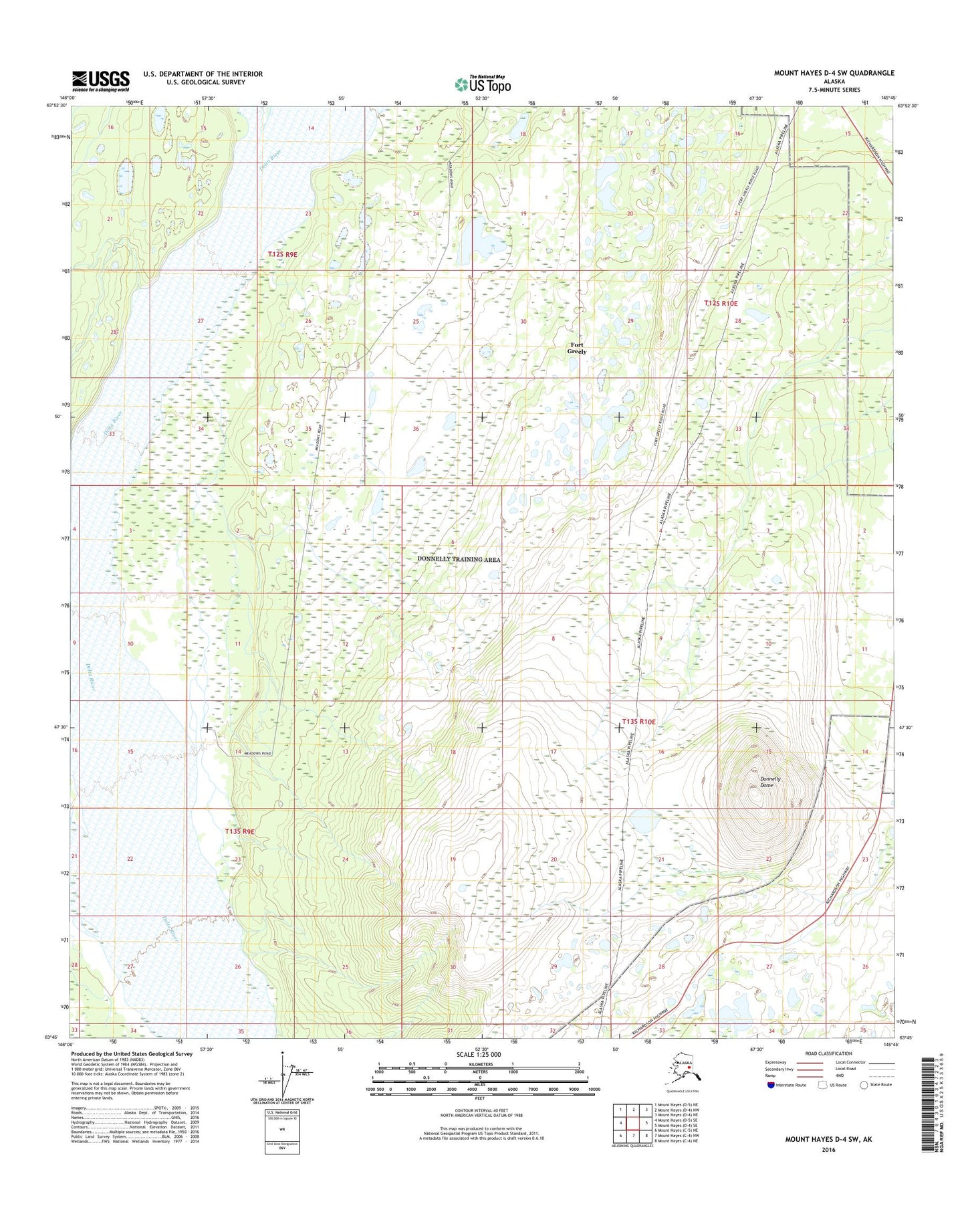 Mount Hayes D-4 SW Alaska US Topo Map Image
