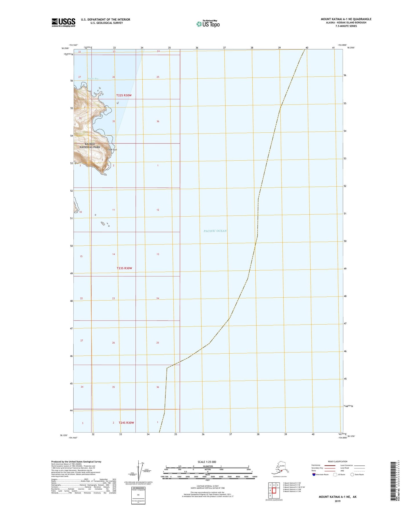 Mount Katmai A-1 NE Alaska US Topo Map Image