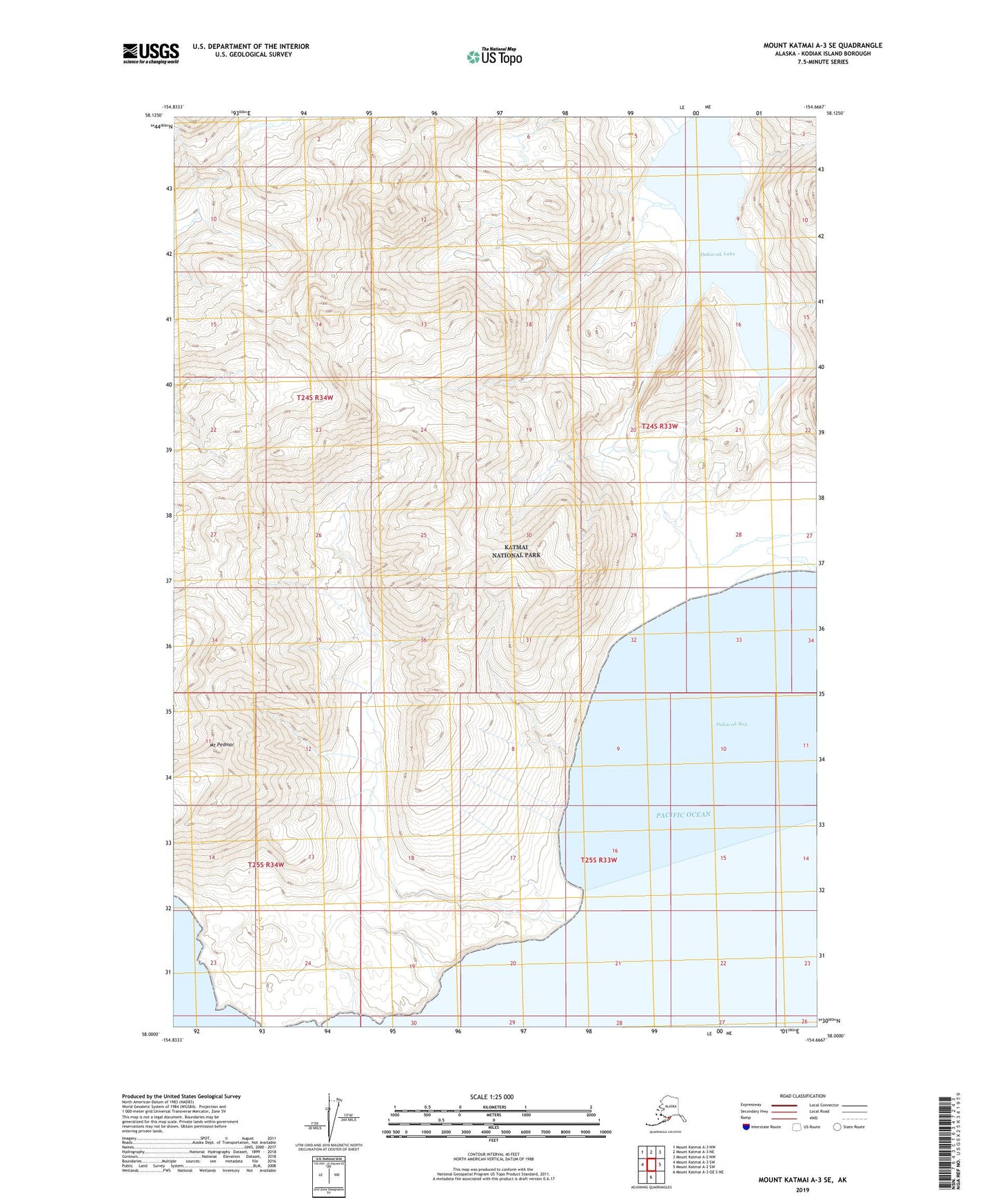 Mount Katmai A-3 SE Alaska US Topo Map Image