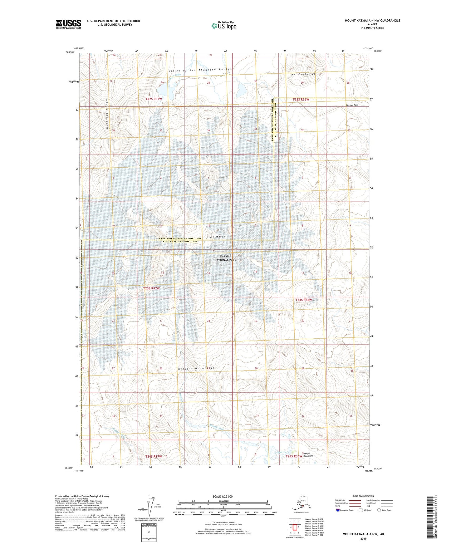 Mount Katmai A-4 NW Alaska US Topo Map Image