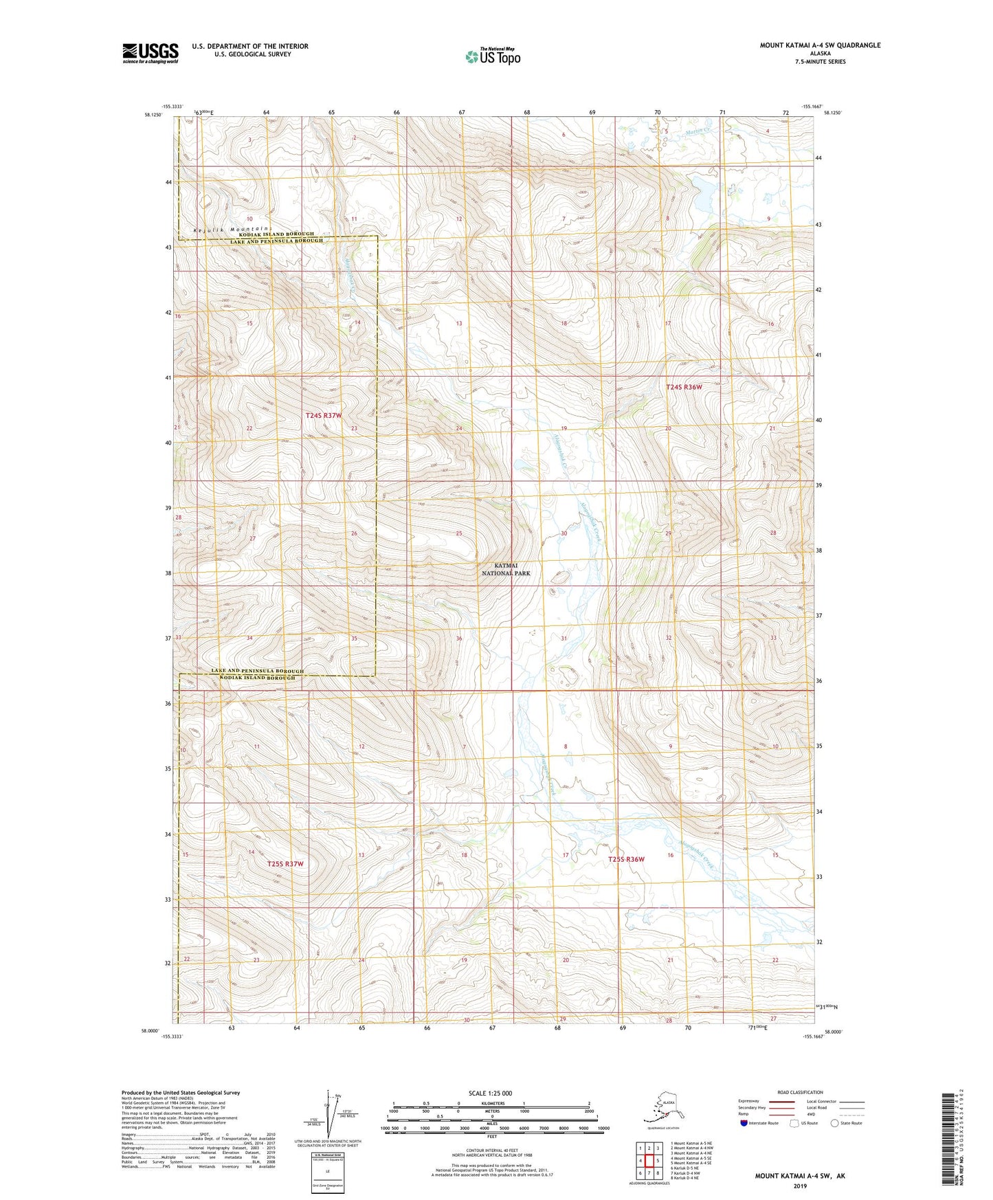 Mount Katmai A-4 SW Alaska US Topo Map Image