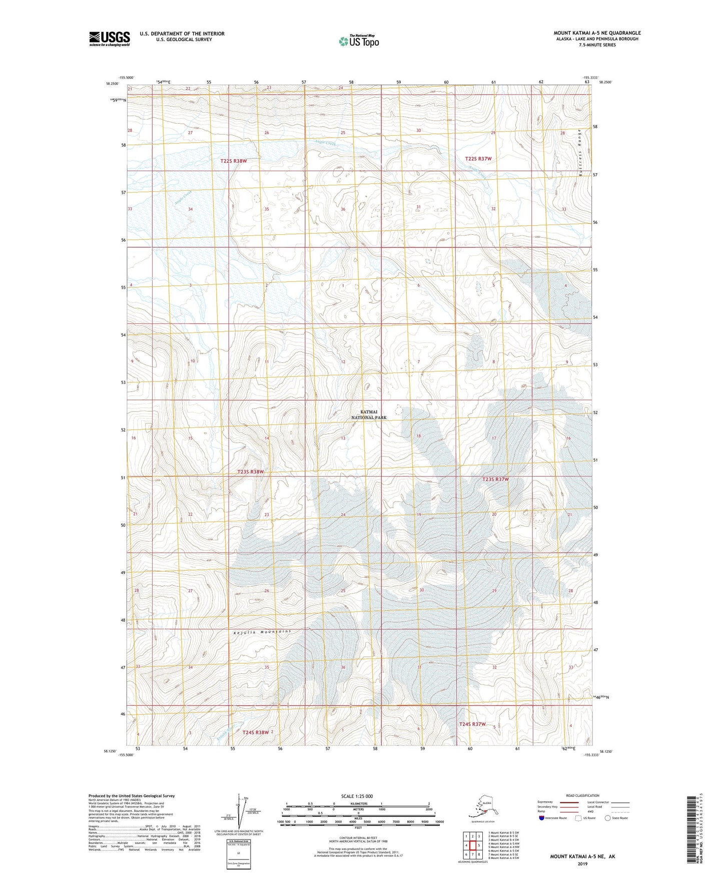 Mount Katmai A-5 NE Alaska US Topo Map Image