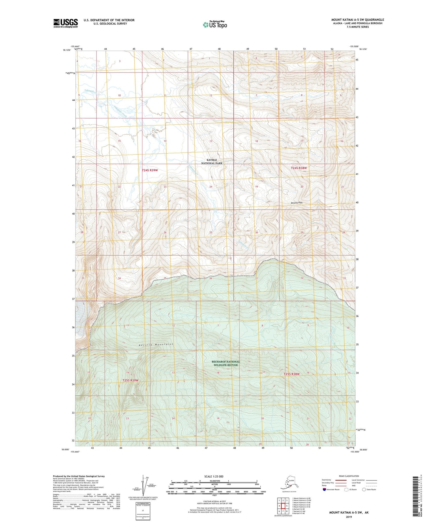 Mount Katmai A-5 SW Alaska US Topo Map Image