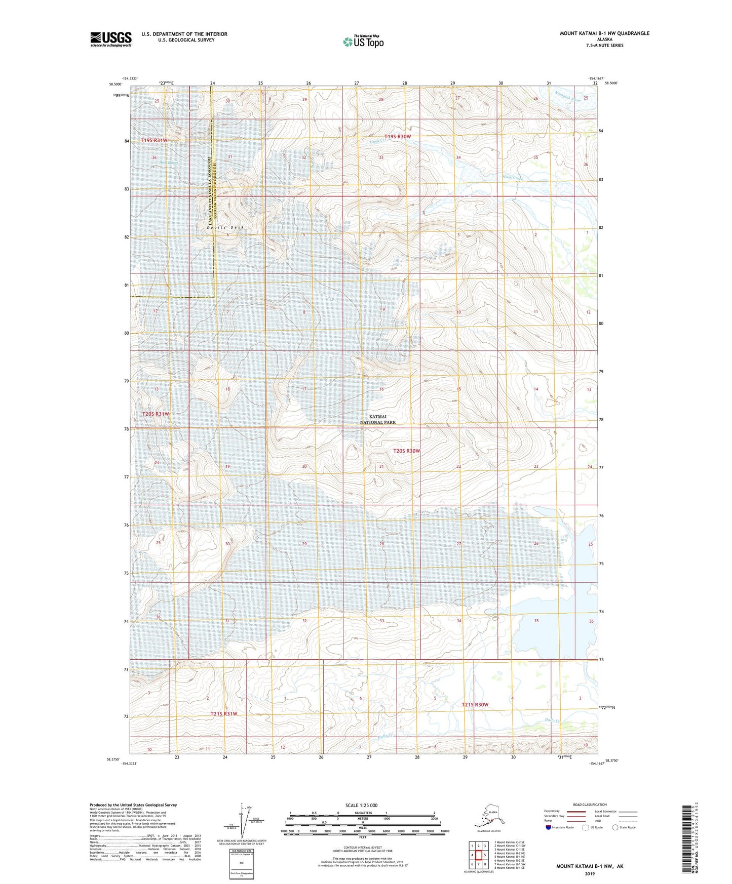 Mount Katmai B-1 NW Alaska US Topo Map Image
