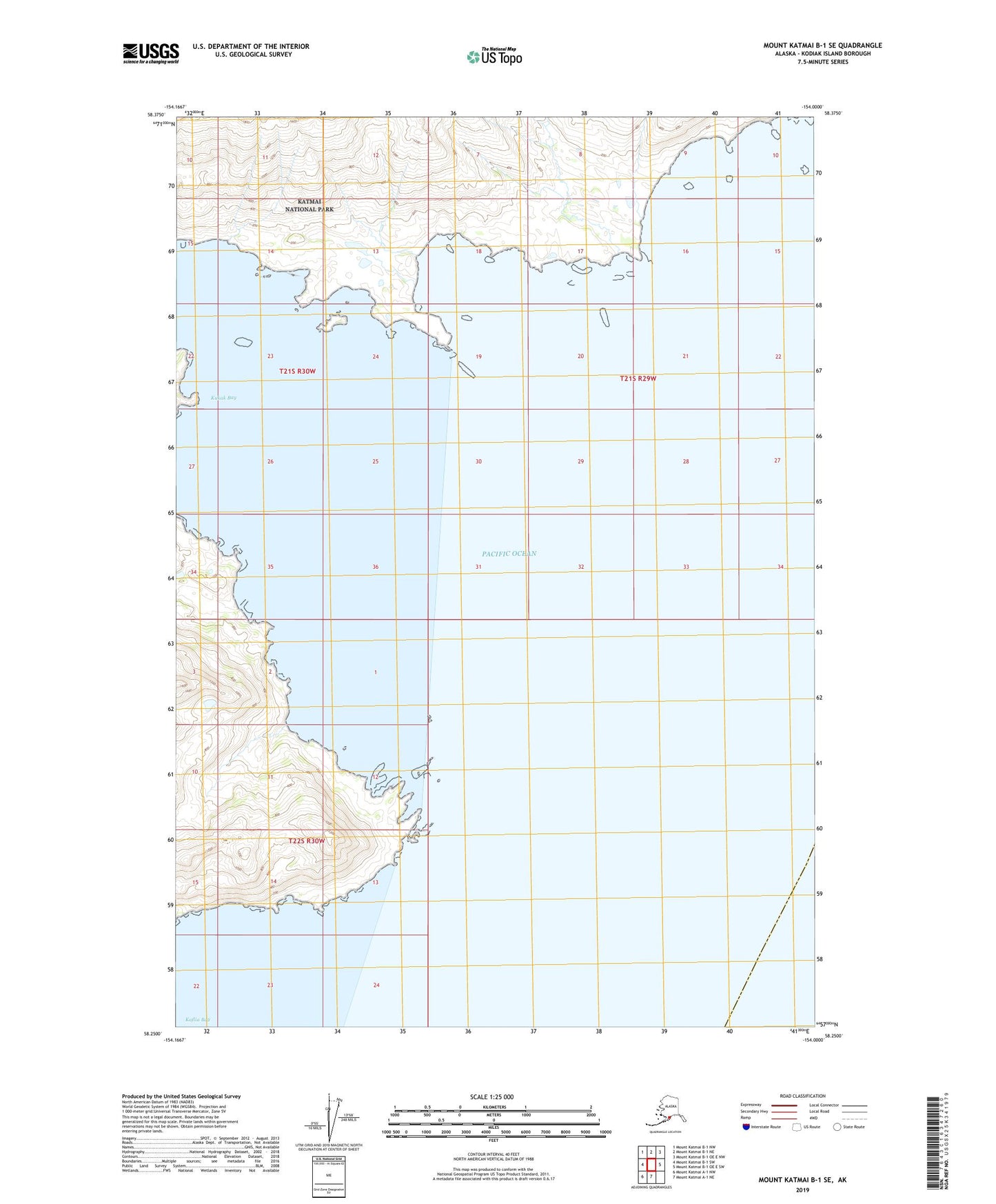 Mount Katmai B-1 SE Alaska US Topo Map Image