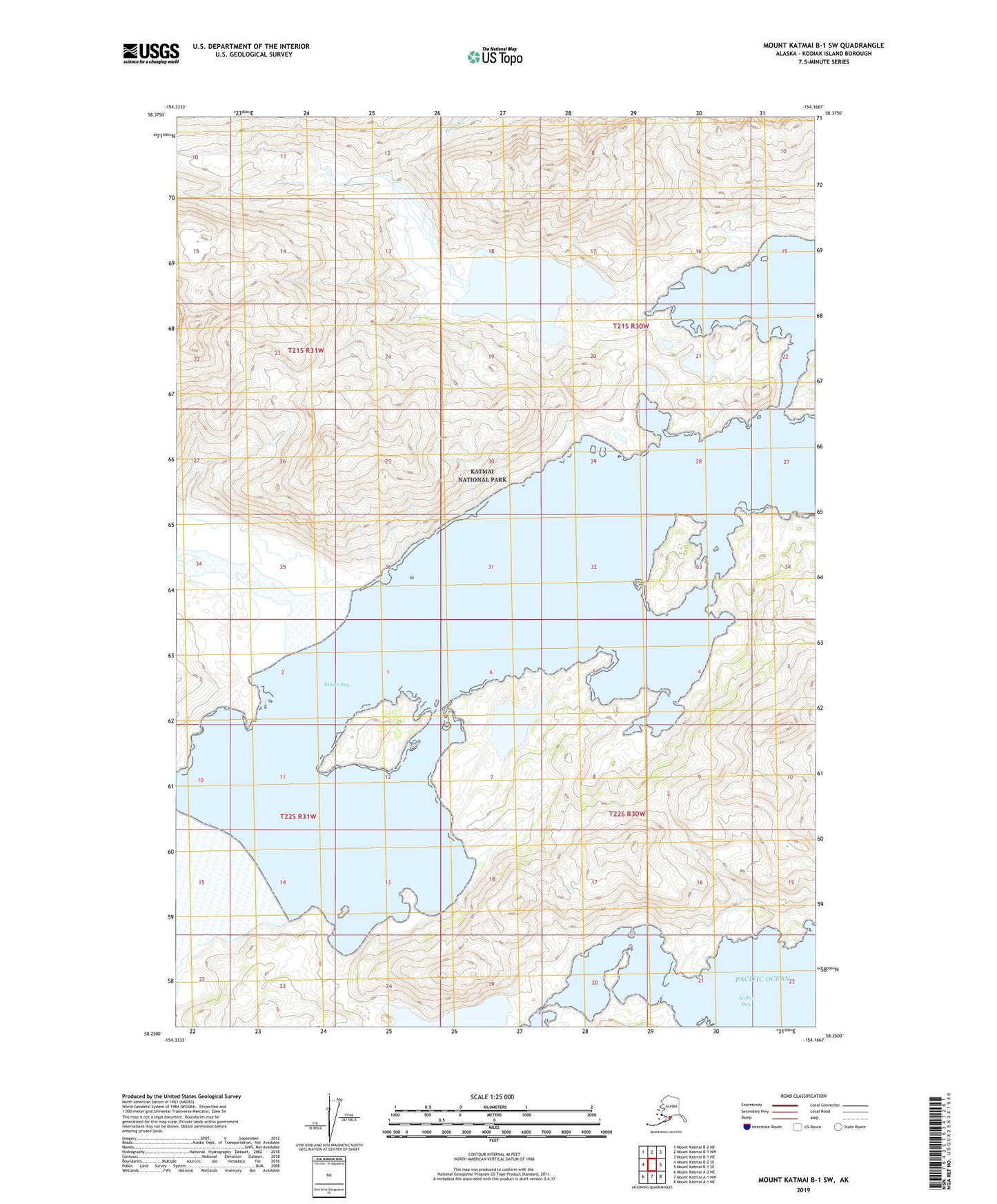 Mount Katmai B-1 SW Alaska US Topo Map Image