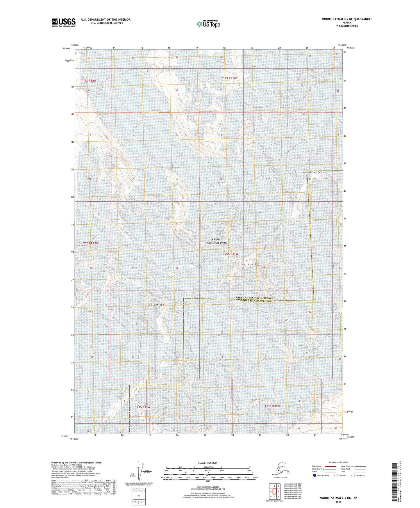 Mount Katmai B-2 NE Alaska US Topo Map Image