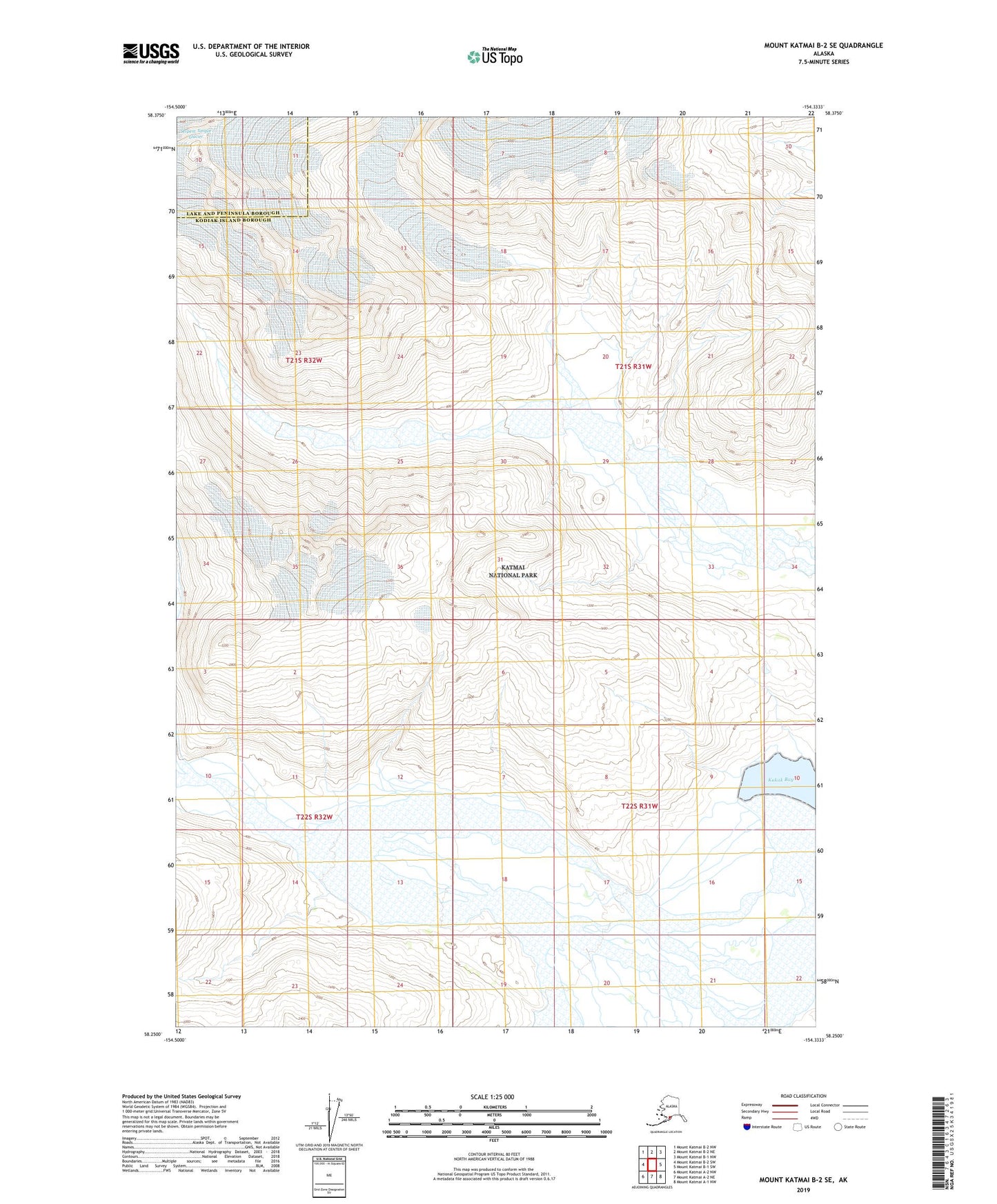 Mount Katmai B-2 SE Alaska US Topo Map Image
