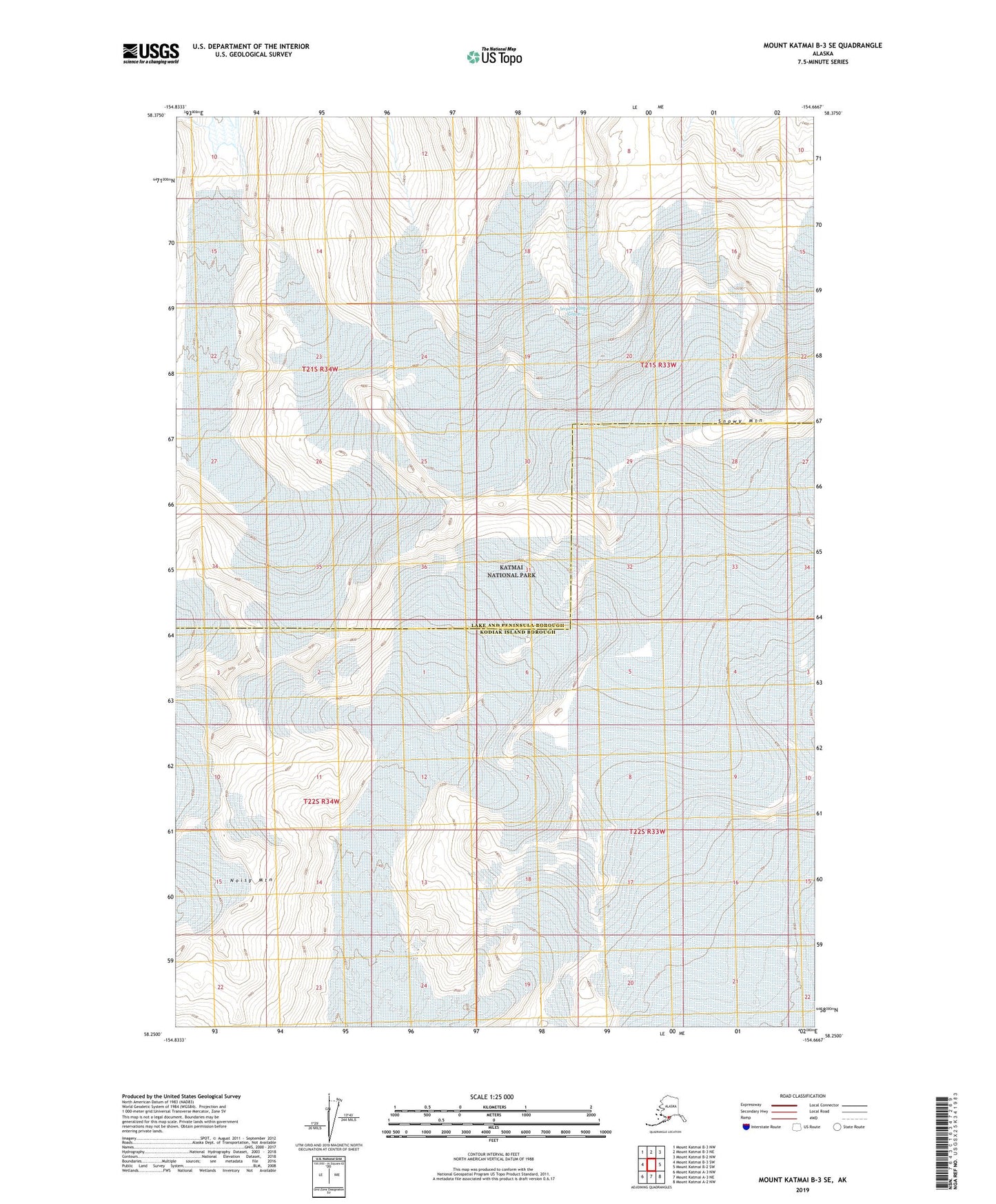Mount Katmai B-3 SE Alaska US Topo Map Image