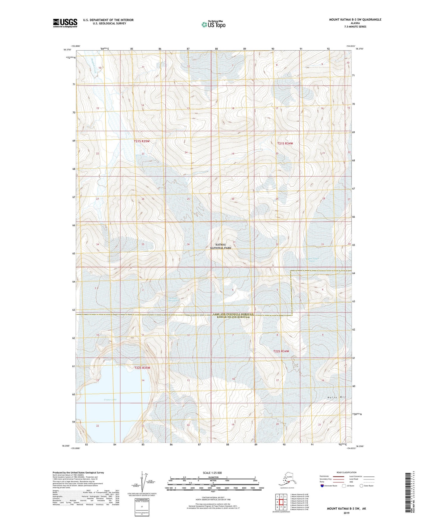 Mount Katmai B-3 SW Alaska US Topo Map Image