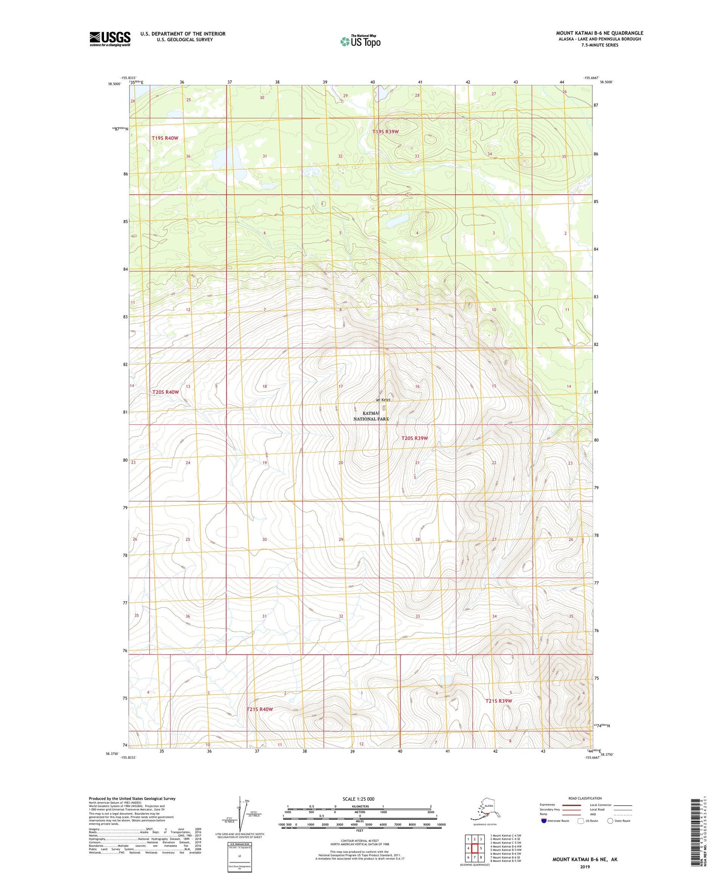 Mount Katmai B-6 NE Alaska US Topo Map Image
