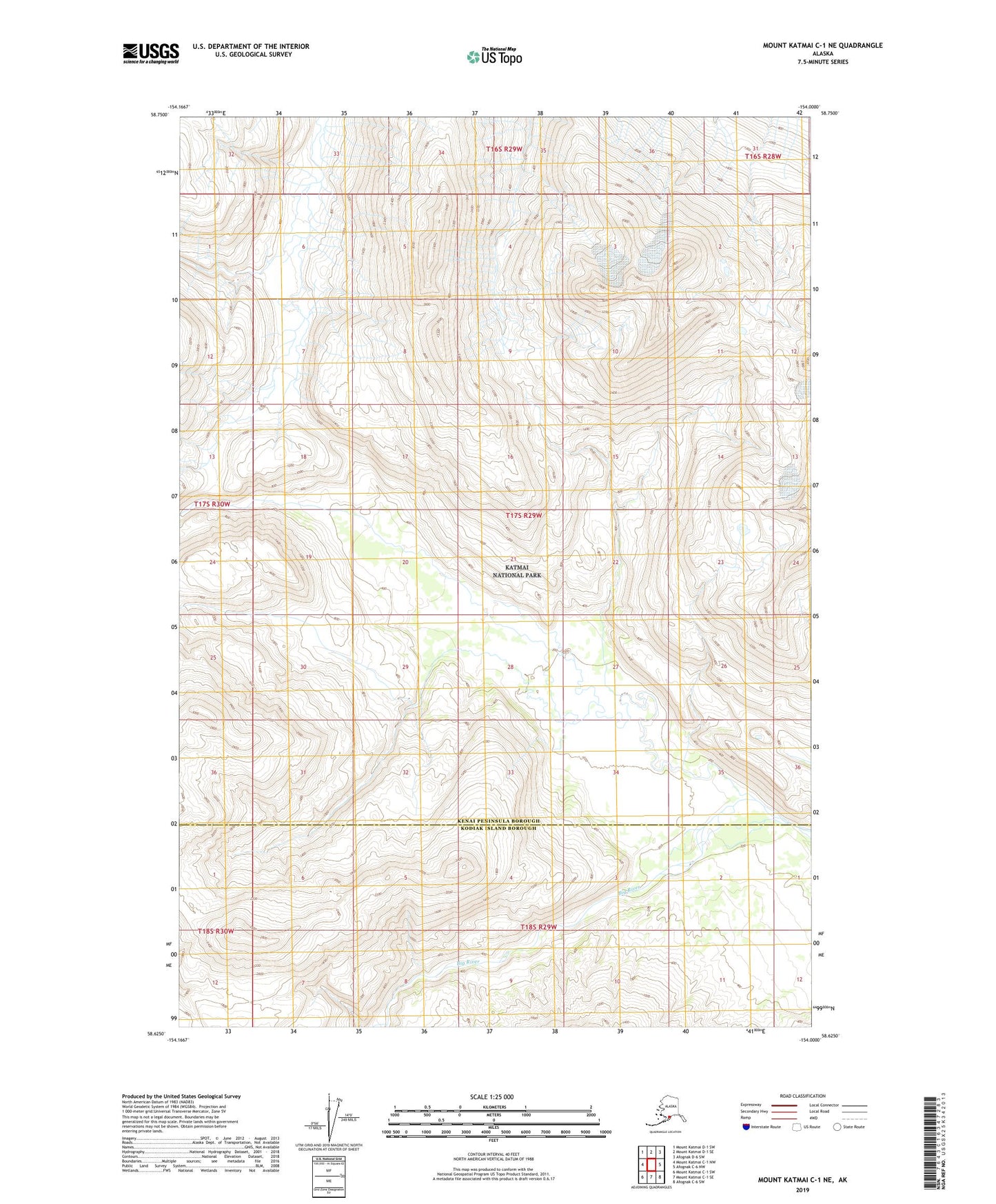 Mount Katmai C-1 NE Alaska US Topo Map Image