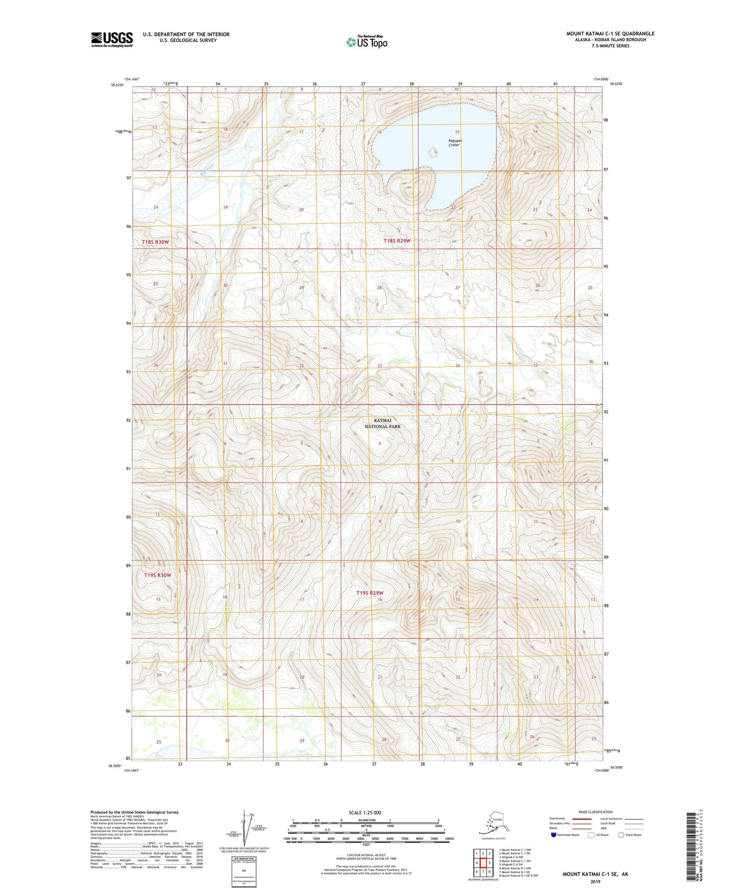 Mount Katmai C-1 SE Alaska US Topo Map Image