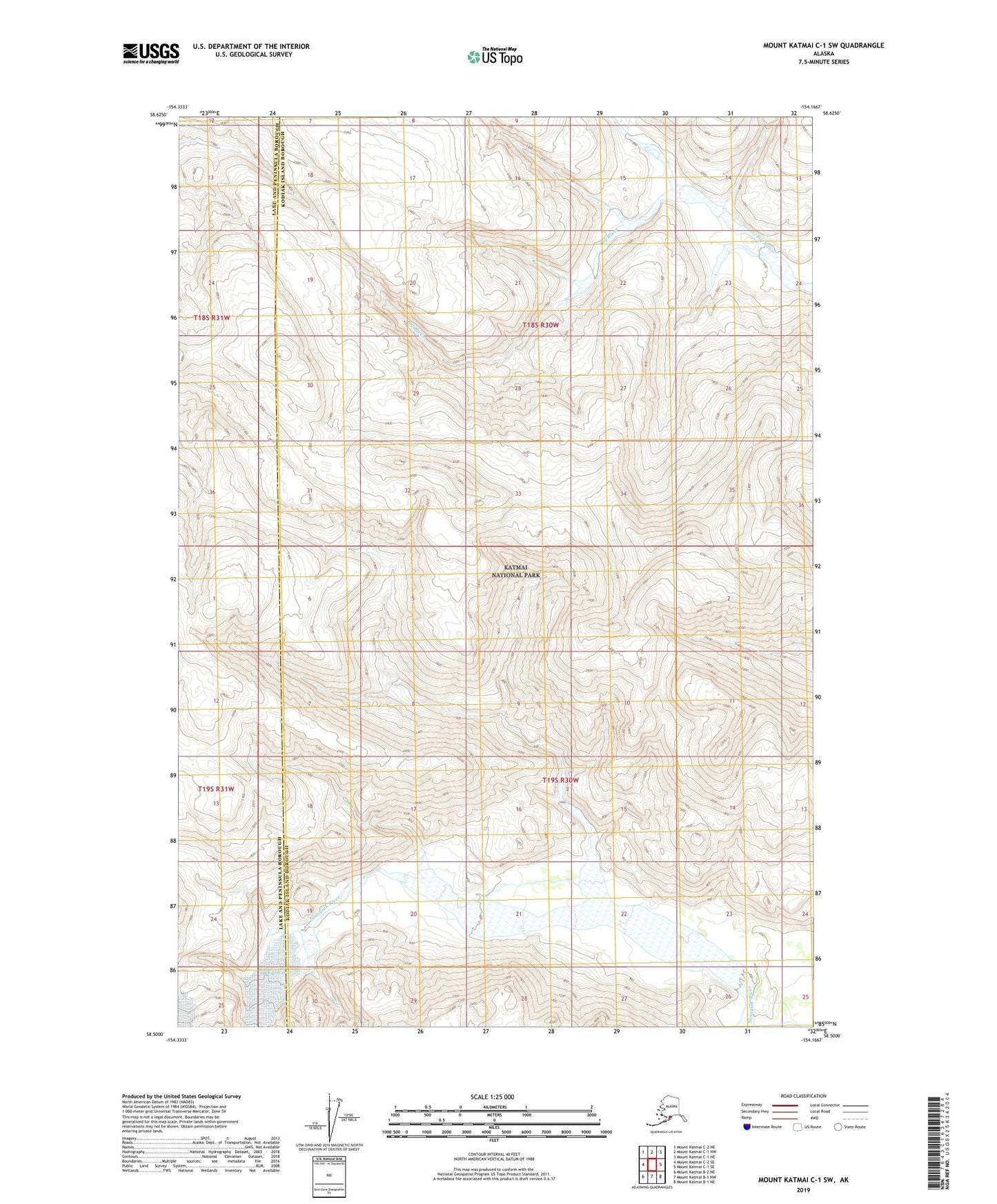 Mount Katmai C-1 SW Alaska US Topo Map Image