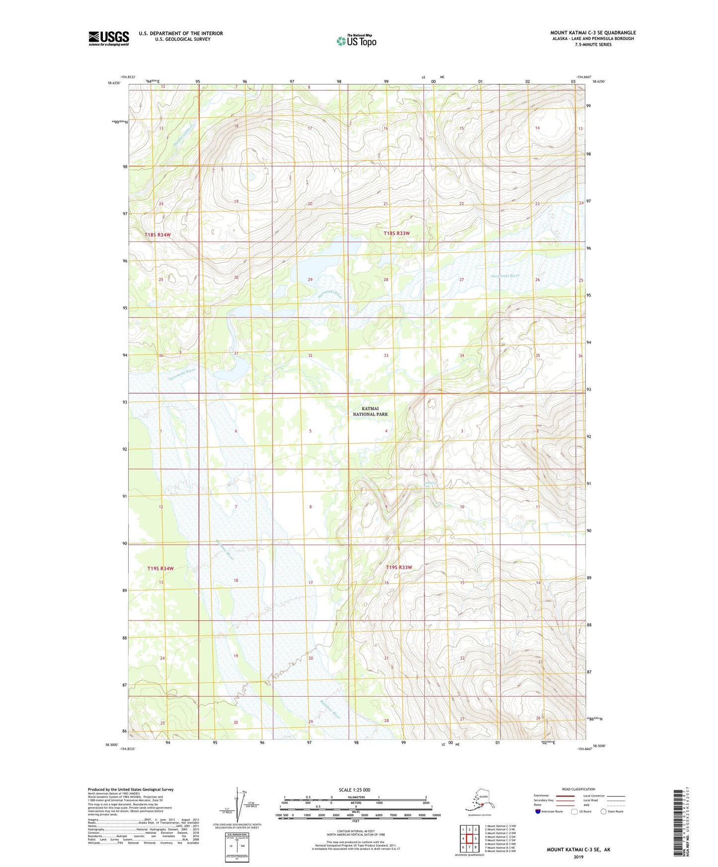 Mount Katmai C-3 SE Alaska US Topo Map Image