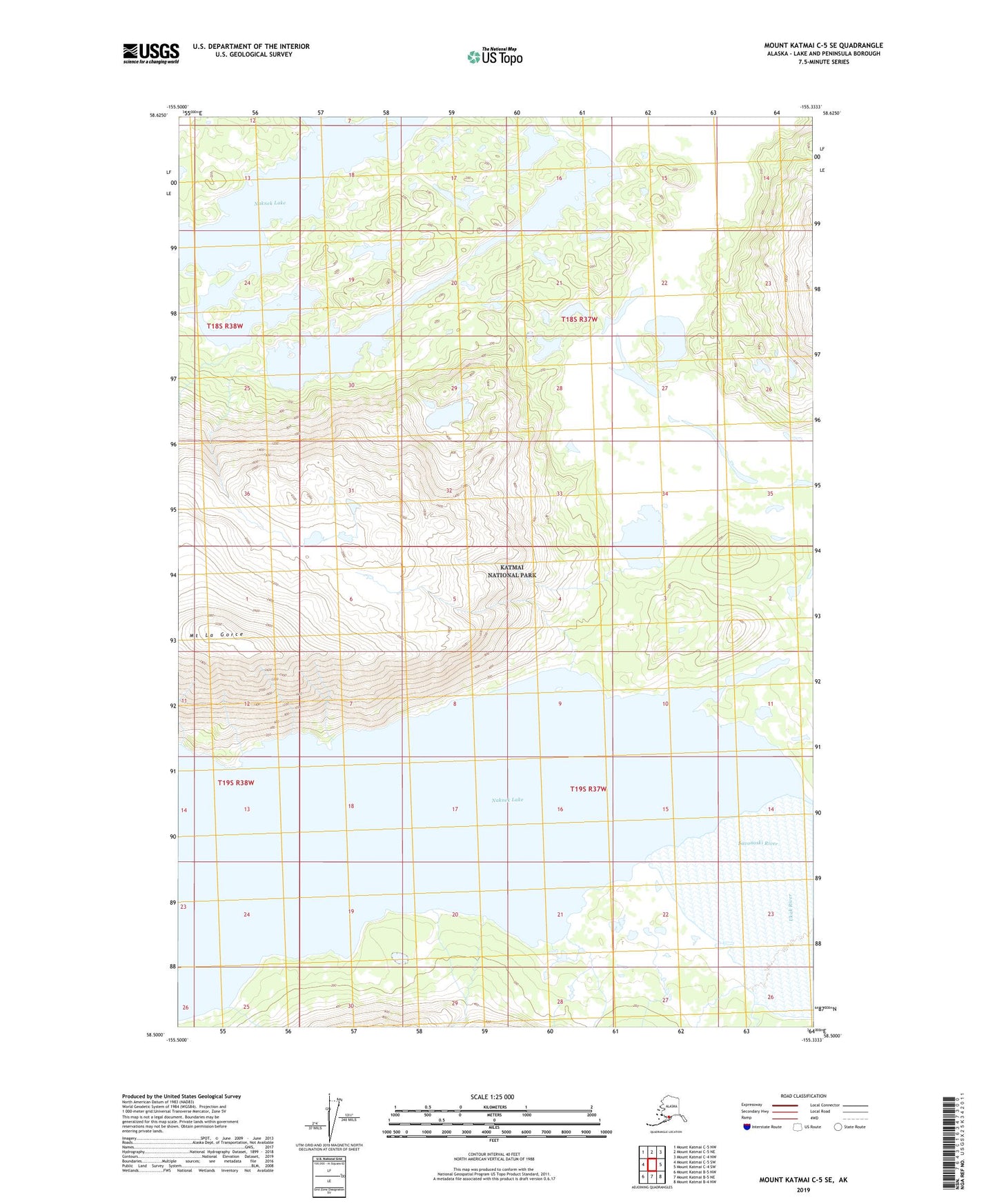 Mount Katmai C-5 SE Alaska US Topo Map Image